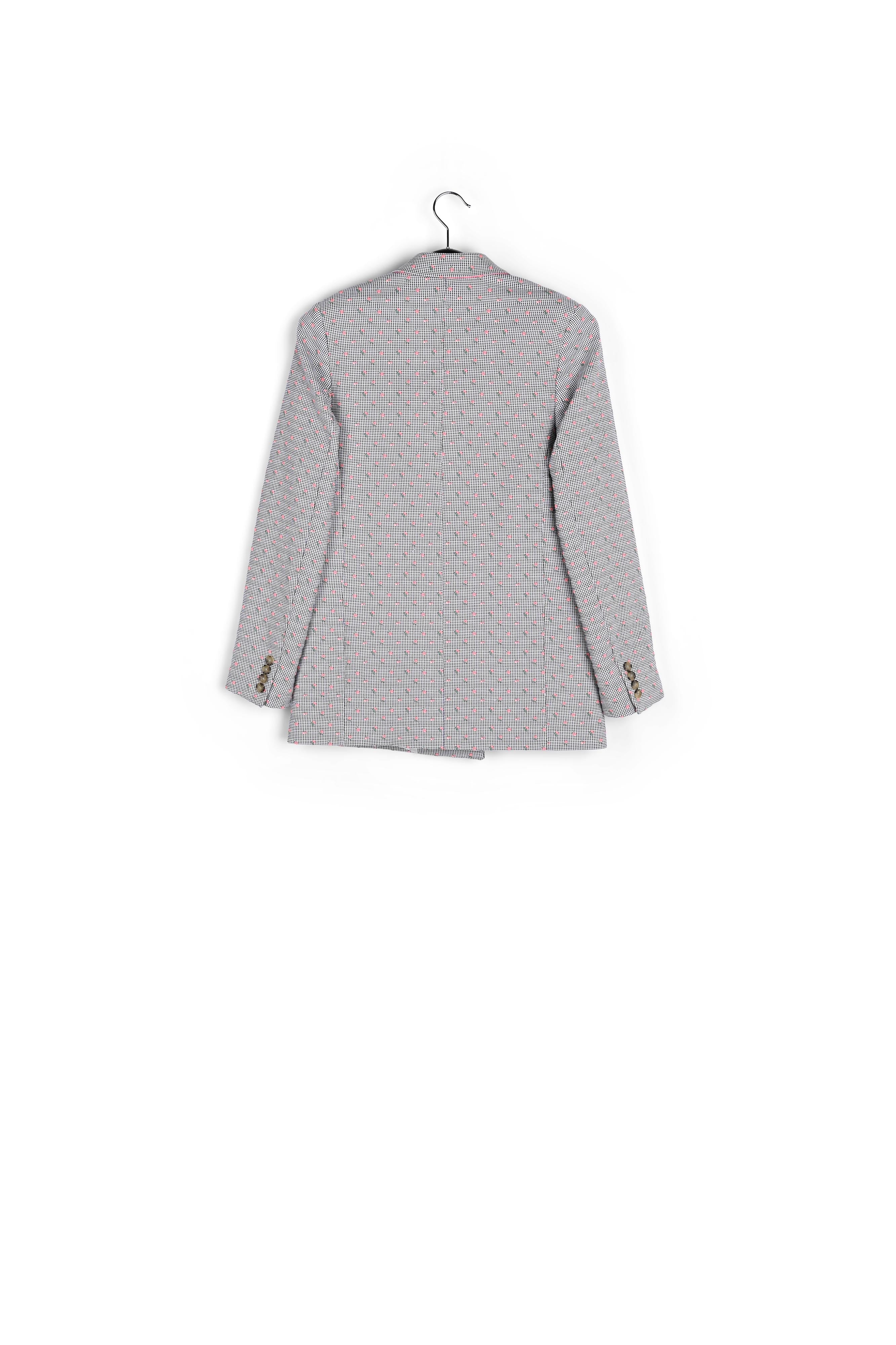 Off-white and black gingham and floral-print double-breasted blazer RE—SSENTIEL | Essentiel second hand