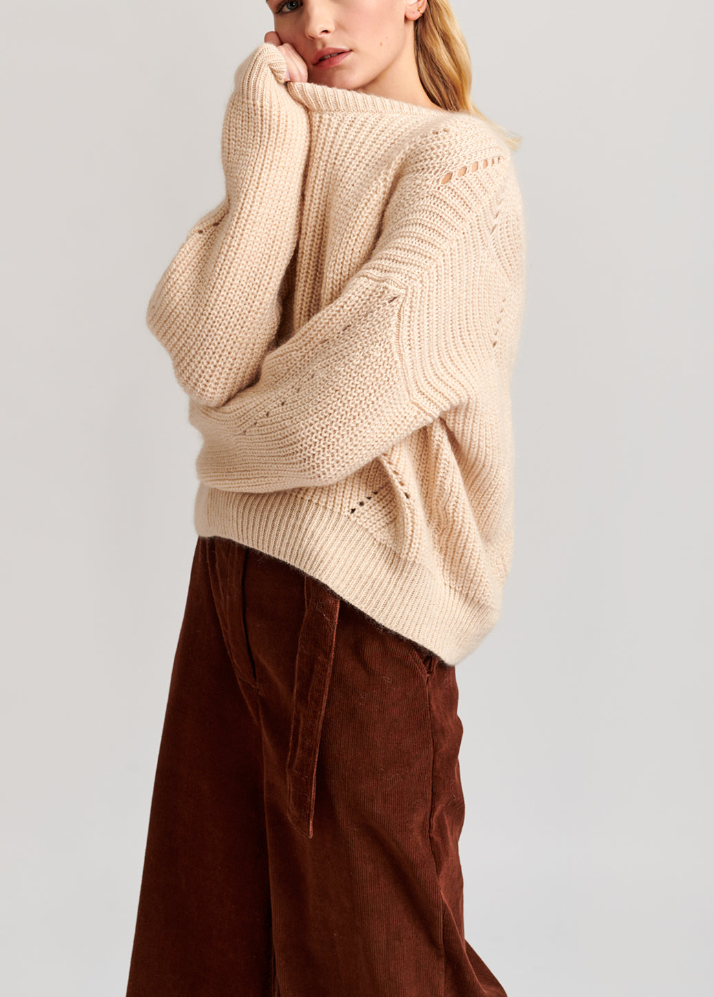 Off-white ribbed mohair-blend sweater RE—SSENTIEL | Essentiel second hand