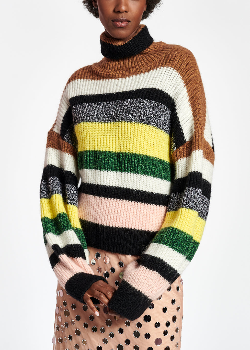 Pull à  col roulé en laine mélangée à  rayures RE—SSENTIEL | Essentiel second hand