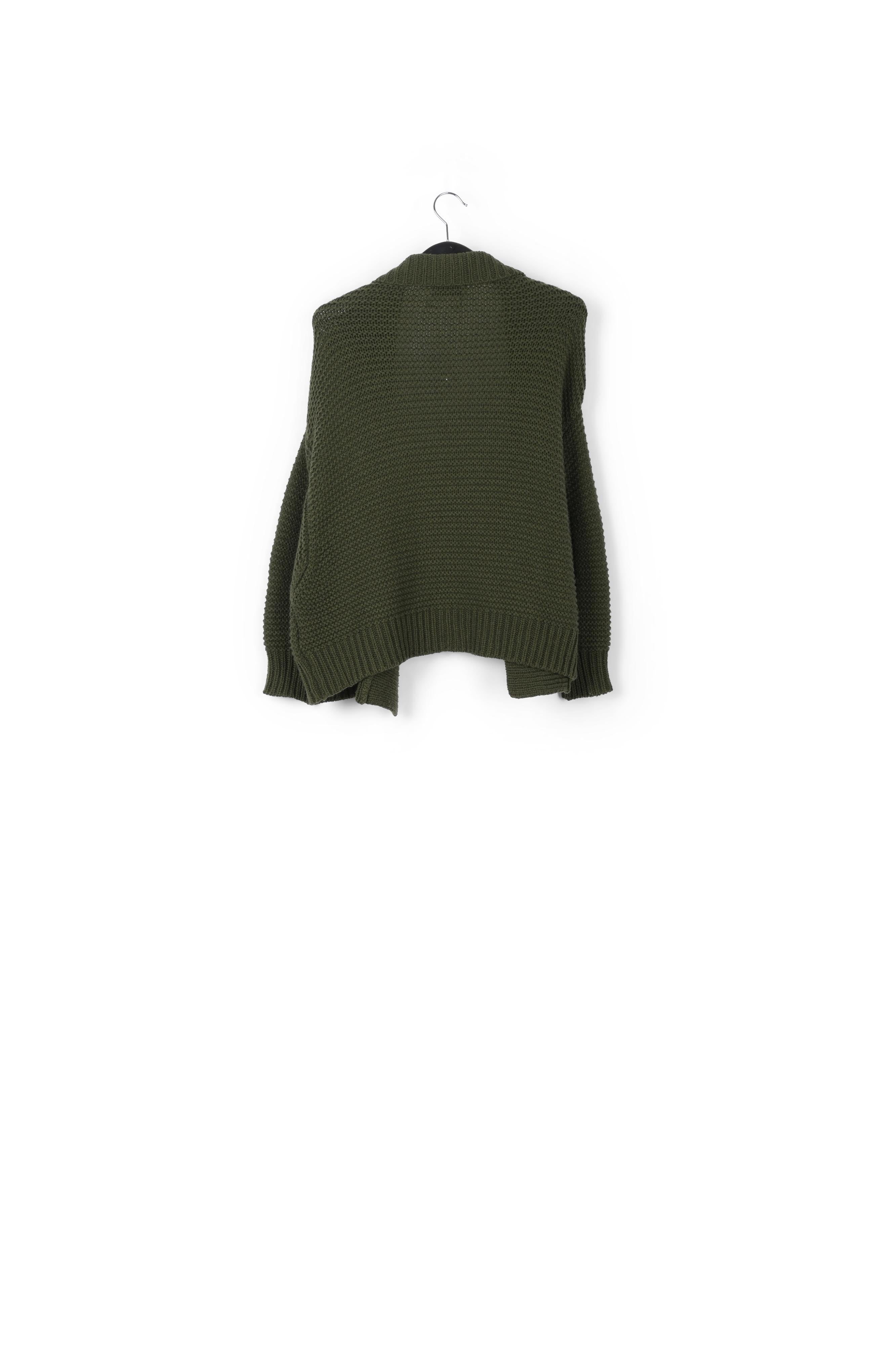 Pine green big sleeves knit cardigan RE—SSENTIEL | Essentiel second hand