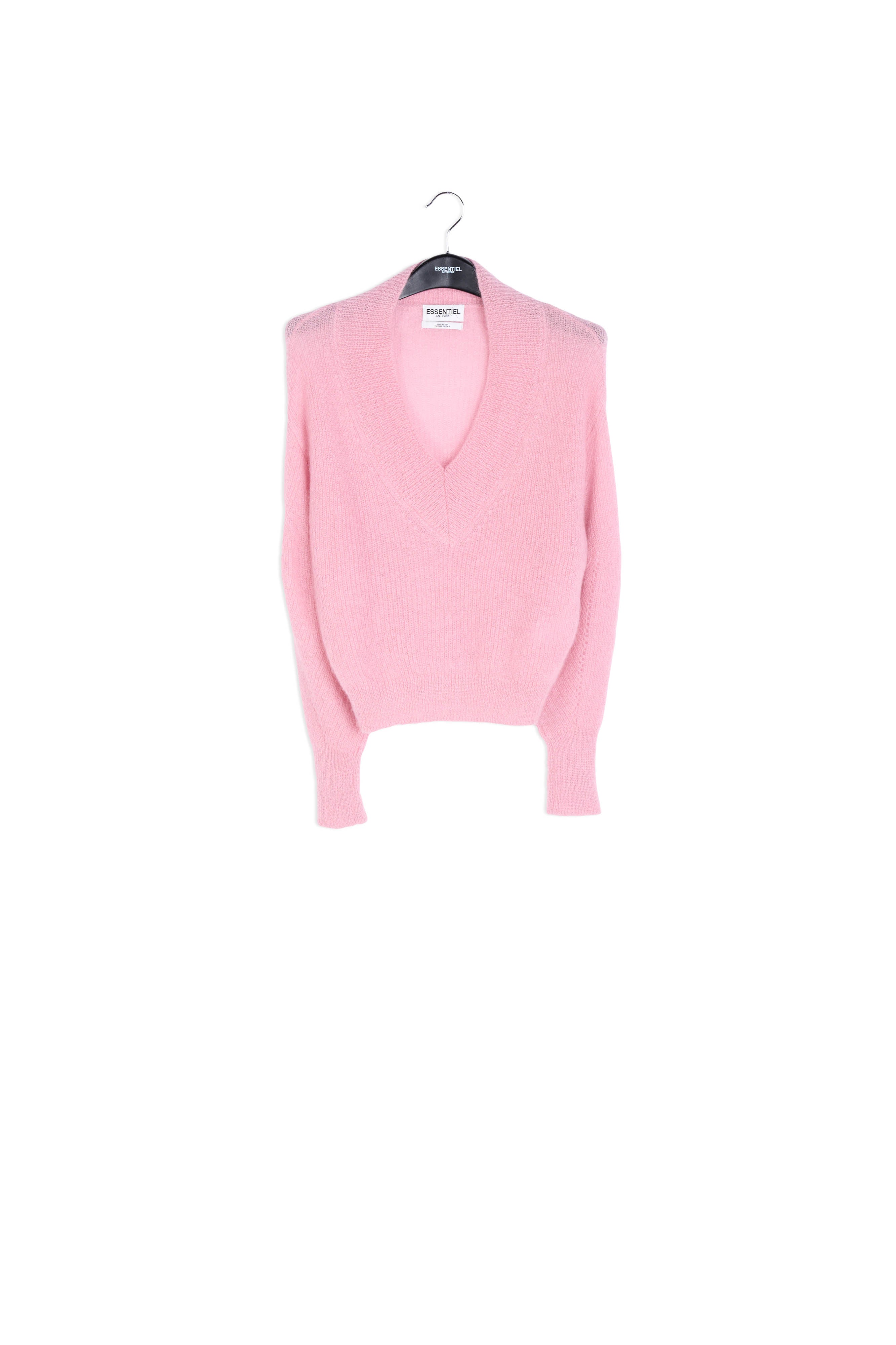 Pull en tricot vieux rose avec encolure v RE—SSENTIEL | Essentiel second hand