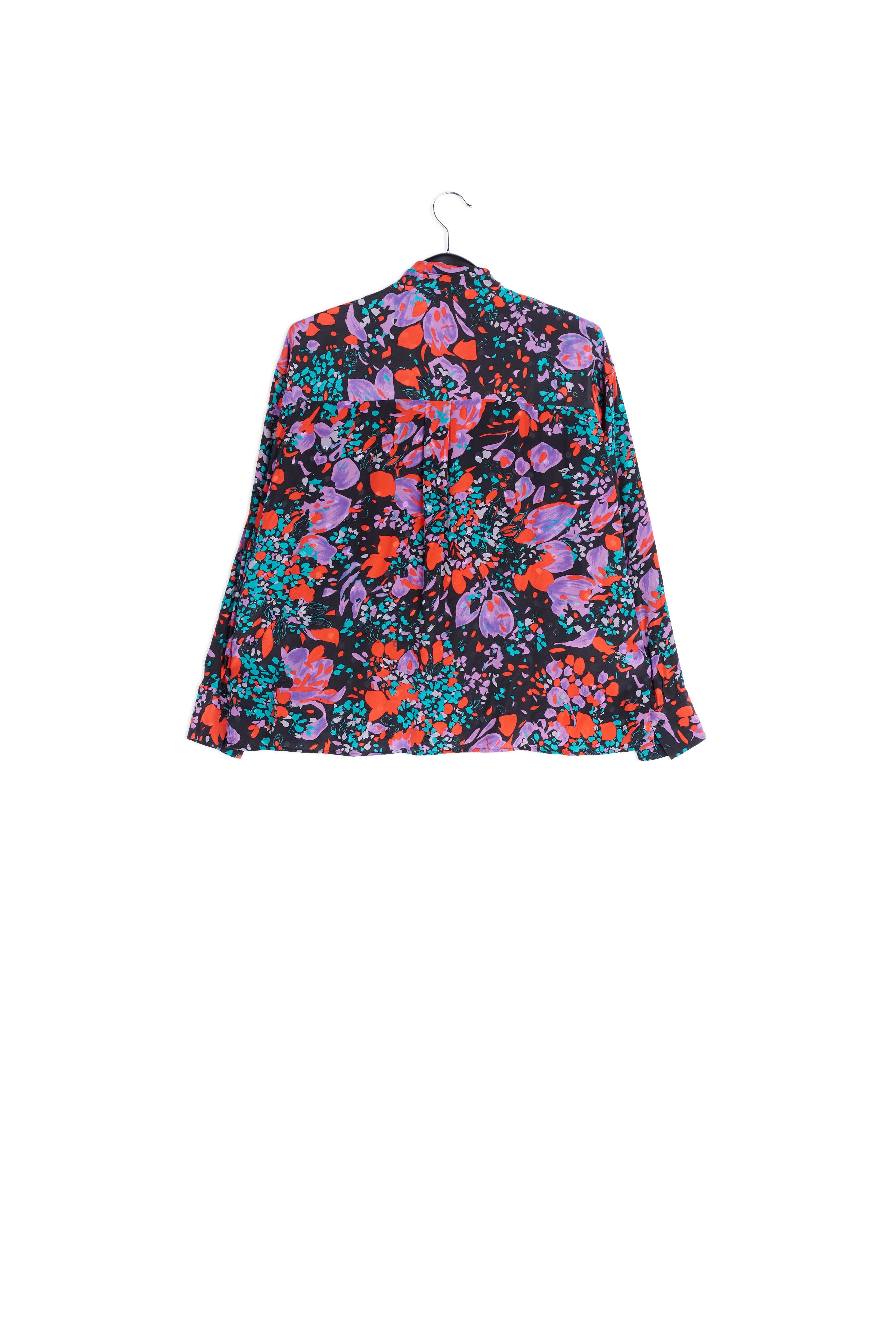 Black silk jacquard pussy-bow shirt RE—SSENTIEL | Essentiel second hand