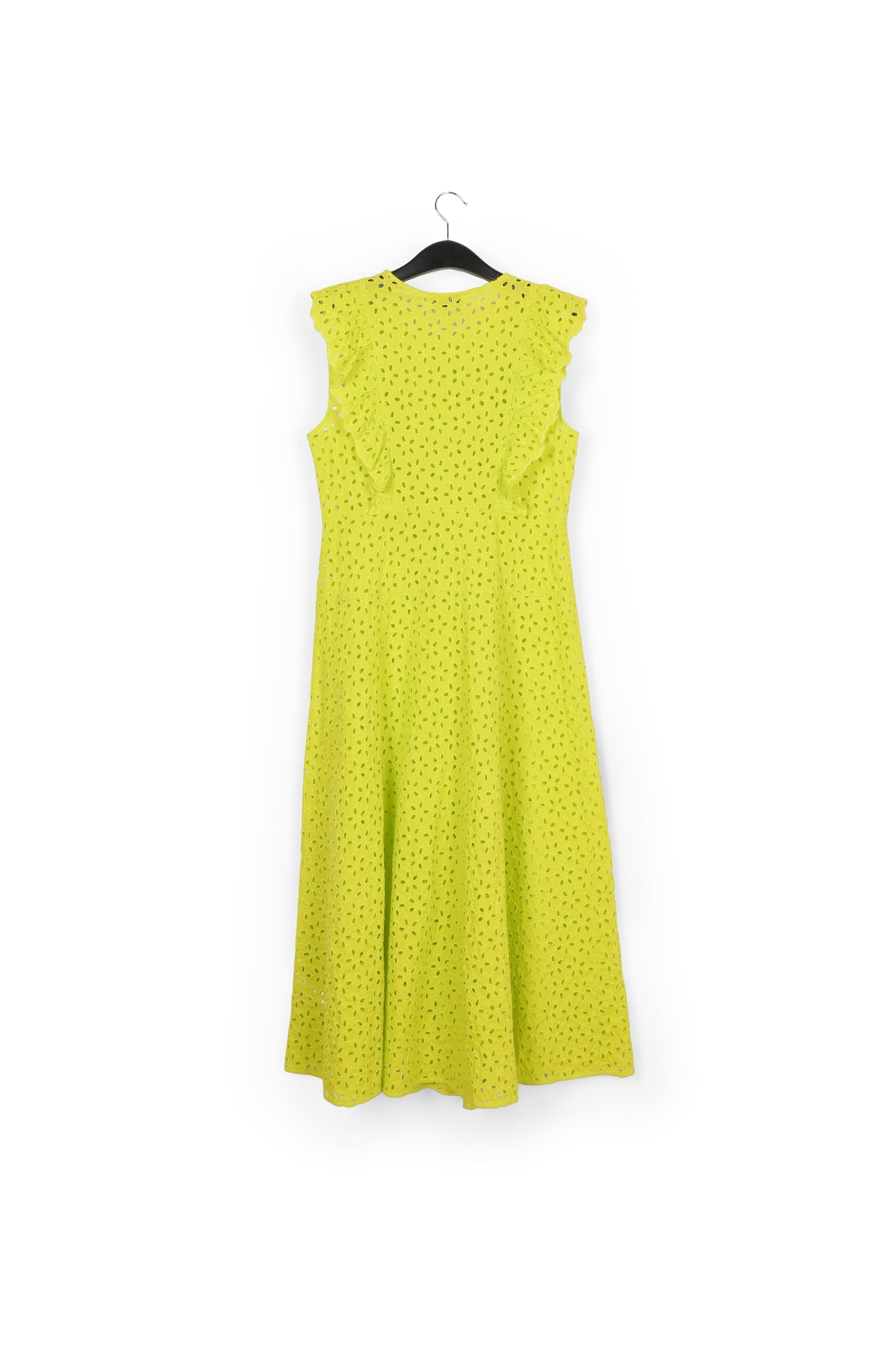 Lime green broderie anglaise cotton maxi dress RE—SSENTIEL | Essentiel second hand