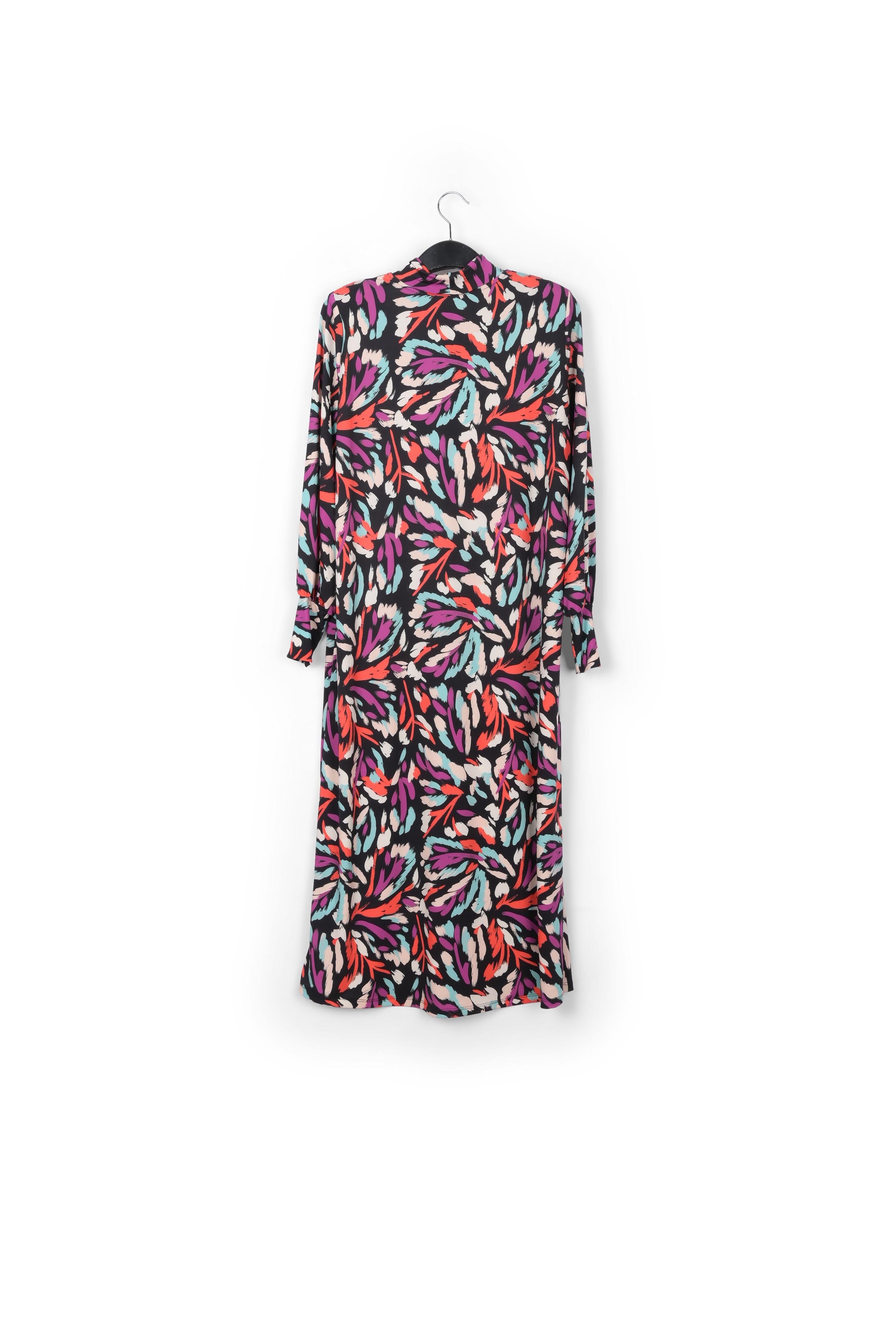 Robe midi en jersey noire, jaune et lilas RE—SSENTIEL | Essentiel second hand