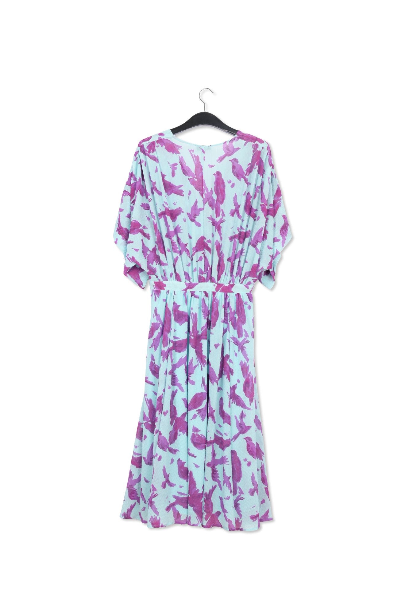 Robe midi portefeuille bleu clair et pourpre RE—SSENTIEL | Essentiel second hand