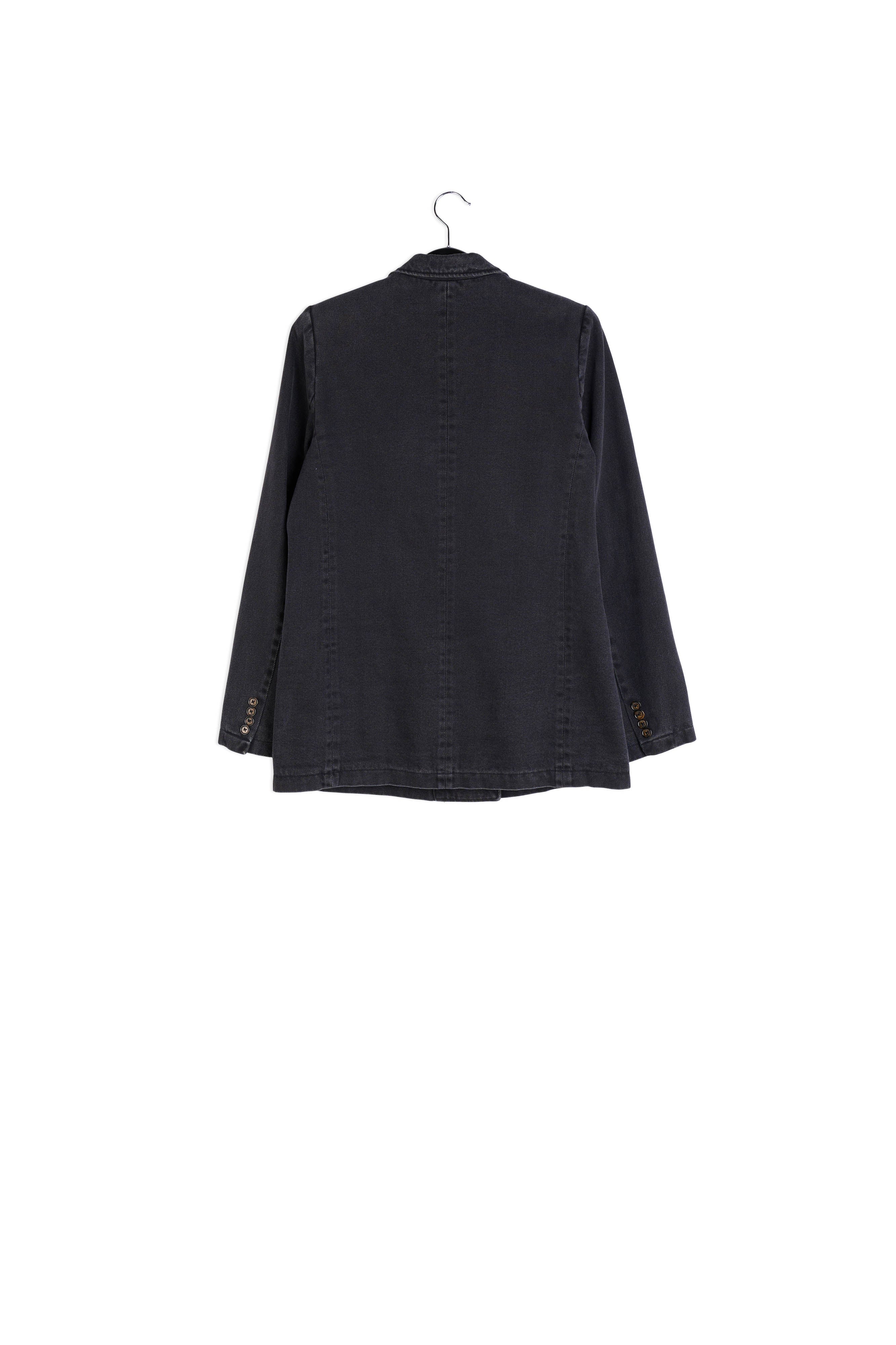 Black double-breasted denim blazer RE—SSENTIEL | Essentiel second hand