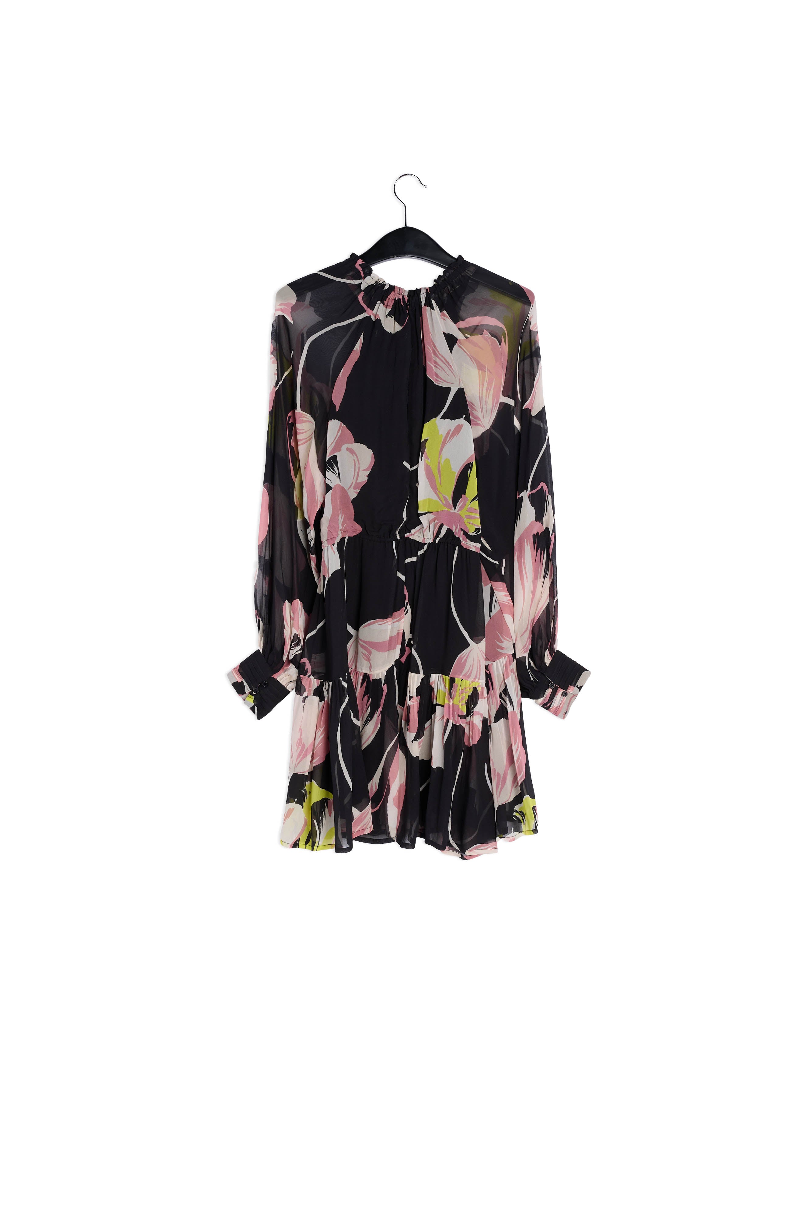 Zwarte mini-jurk met bloemenprint RE—SSENTIEL | Essentiel second hand