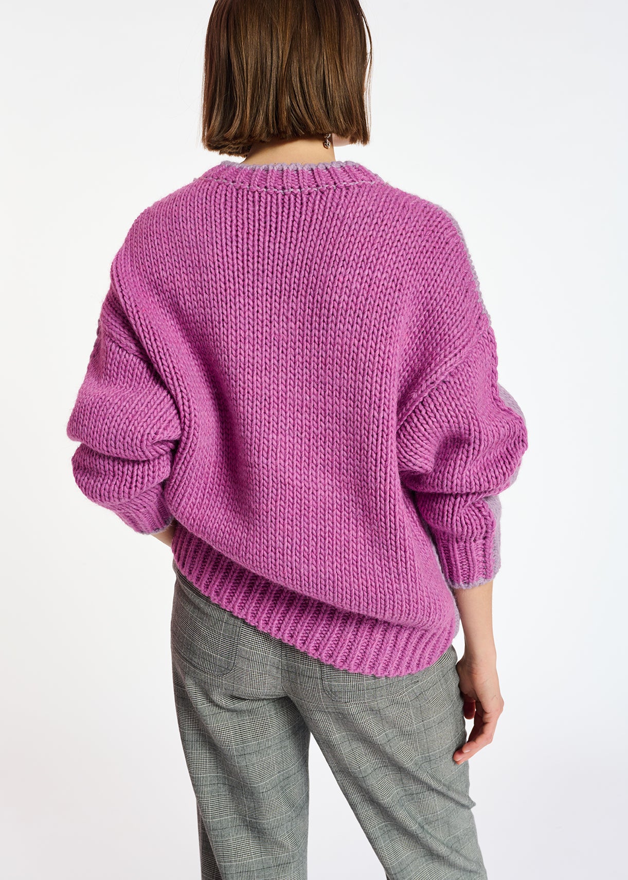 Lilac and pink chunky knit sweater RE—SSENTIEL | Essentiel second hand