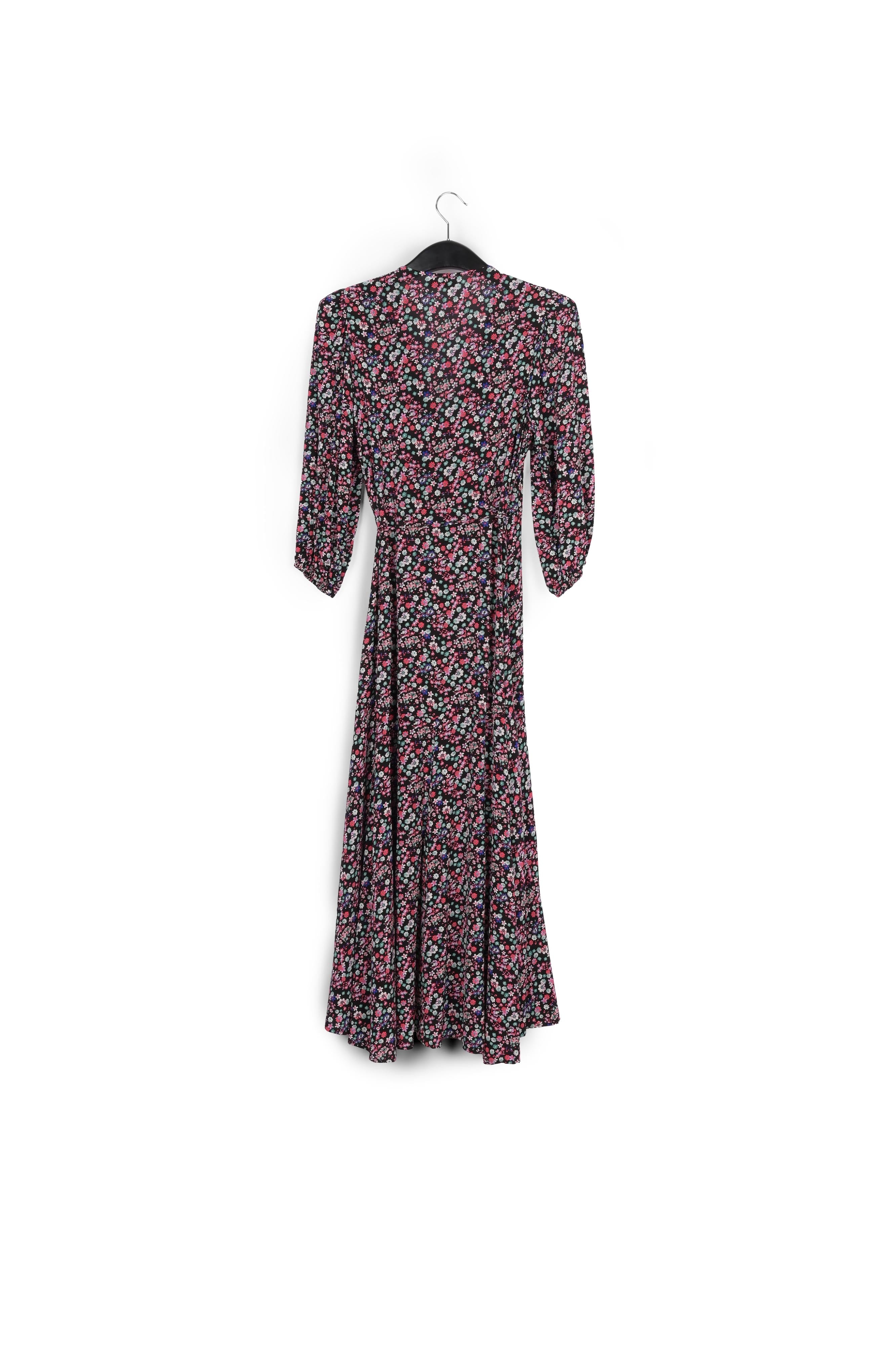 Black floral-print wrap maxi dress RE—SSENTIEL | Essentiel second hand