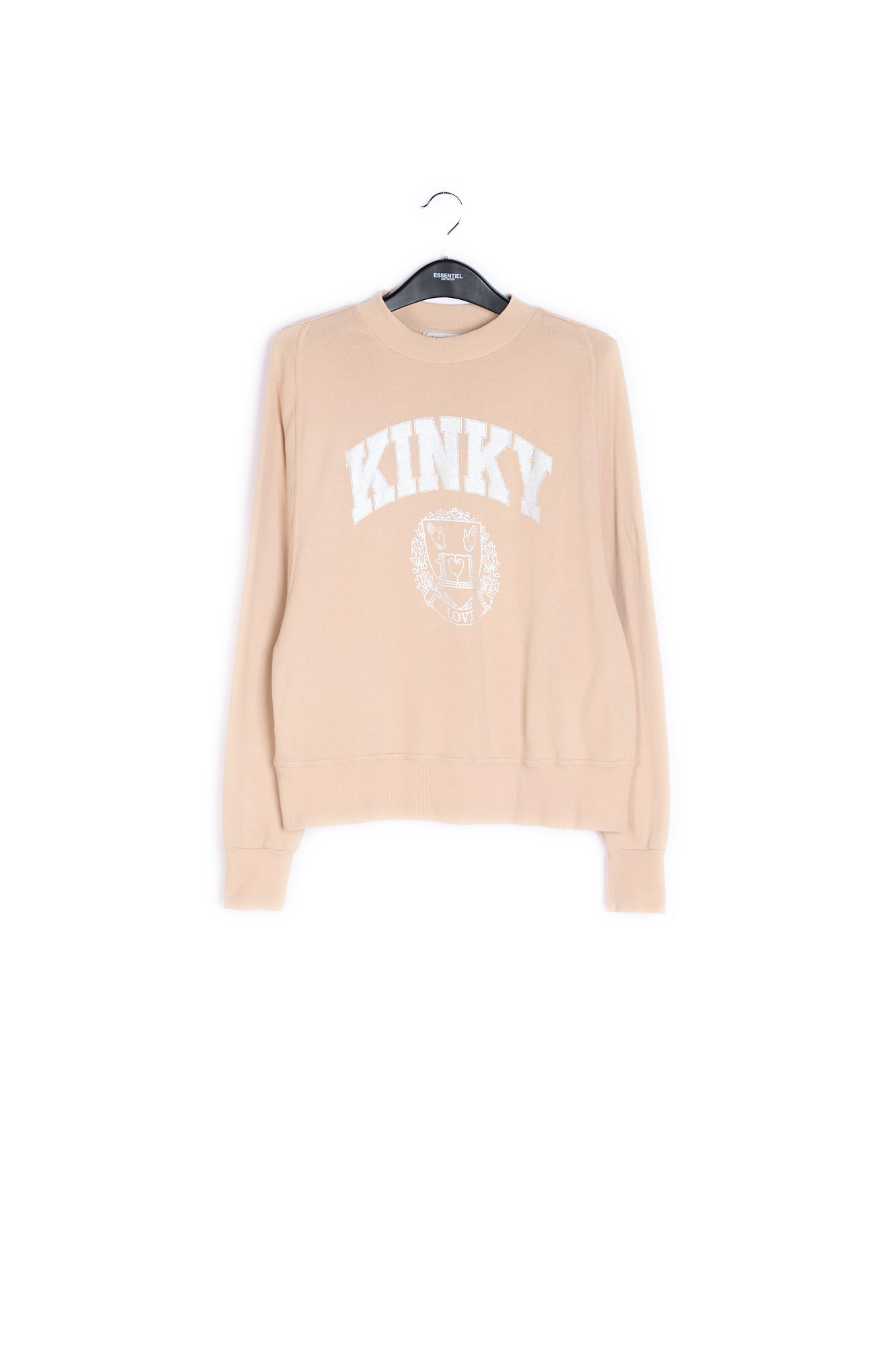 Beige cotton-jersey sweatshirt with metallic varsity print RE—SSENTIEL | Essentiel second hand