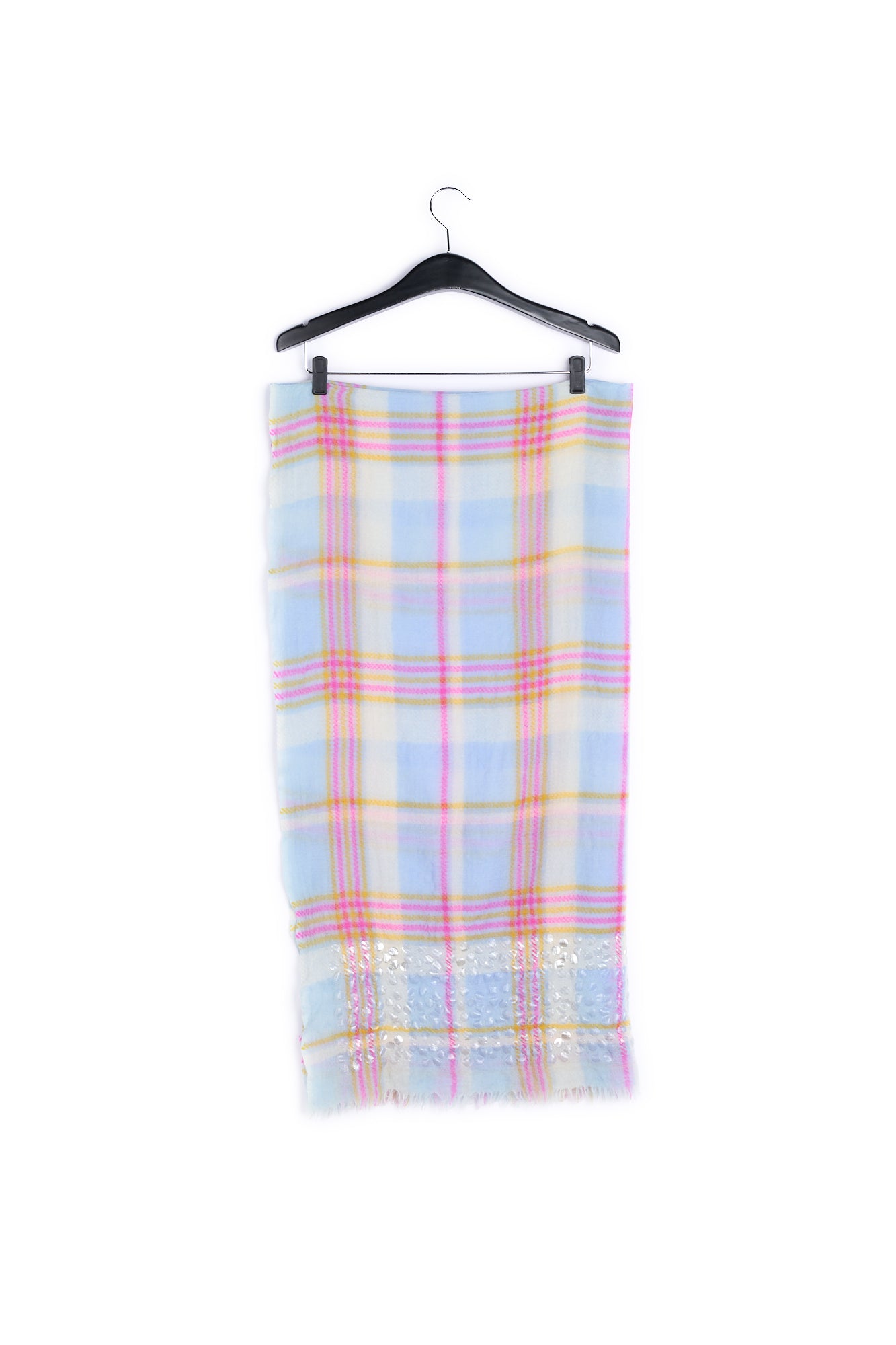 Light blue, wool tartan scarf RE—SSENTIEL | Essentiel second hand