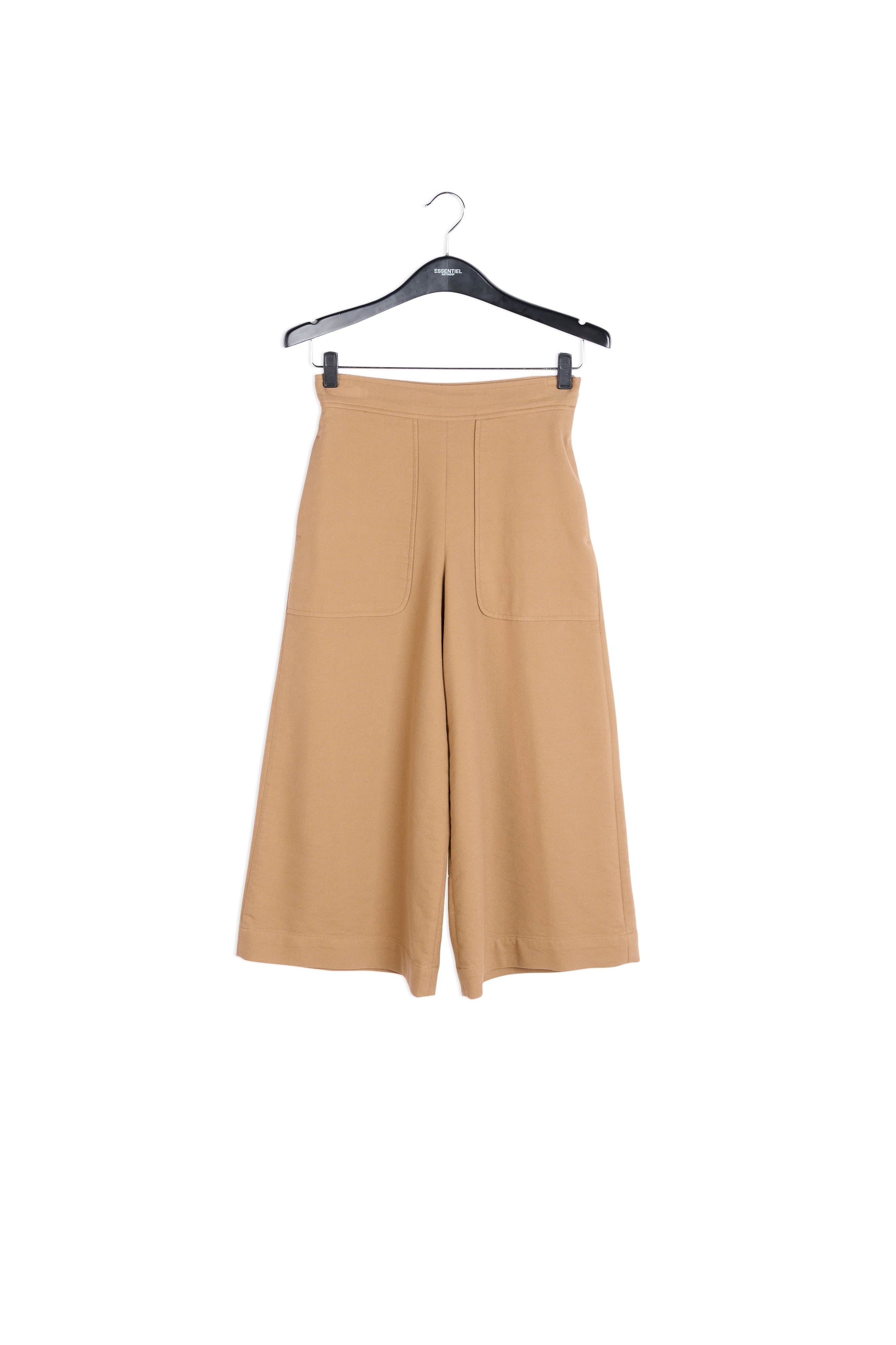 Bruine cropped broek met wijde pijpen RE—SSENTIEL | Essentiel second hand