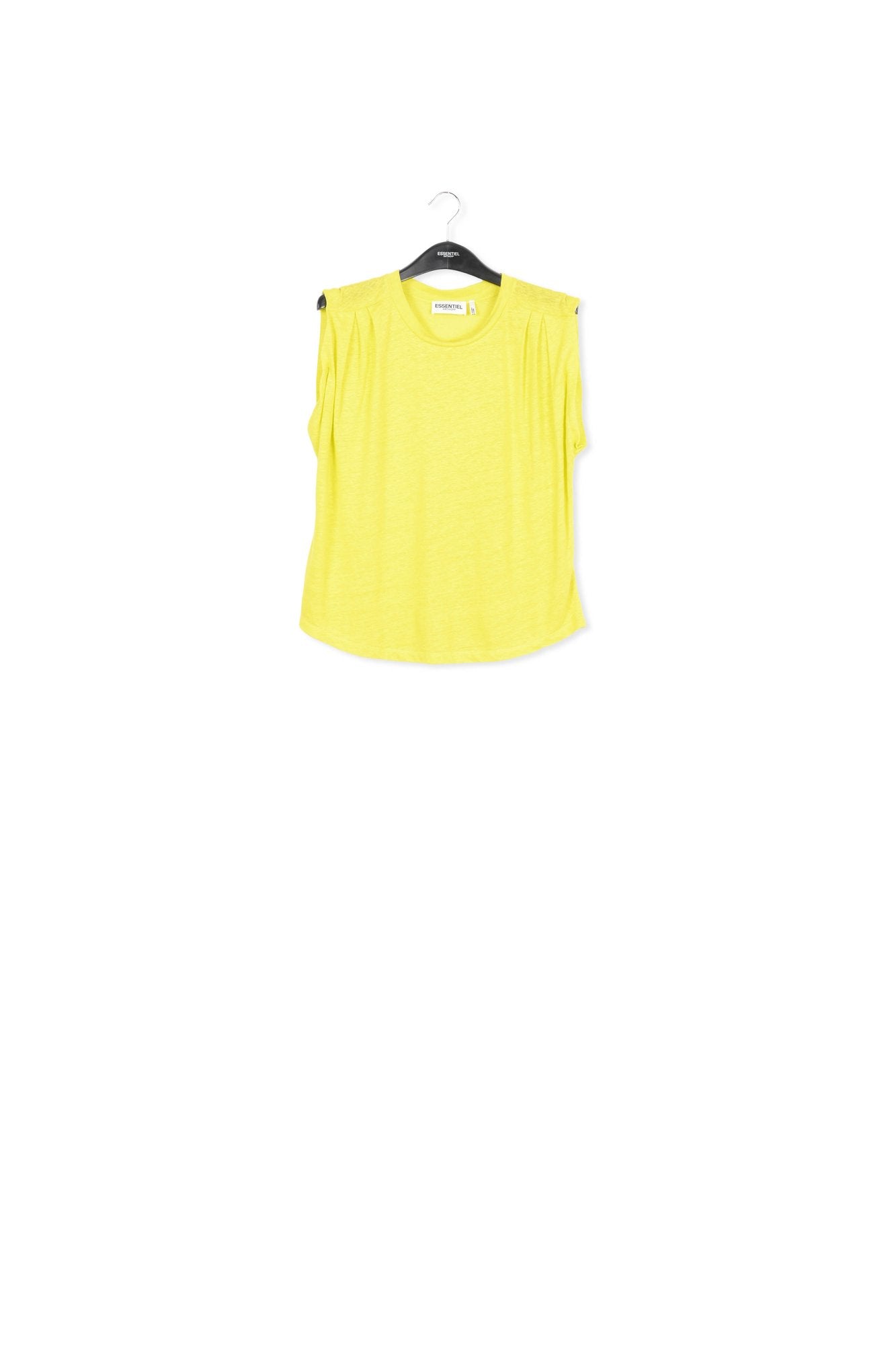 Lime green linen sleeveless T-shirt RE—SSENTIEL | Essentiel second hand