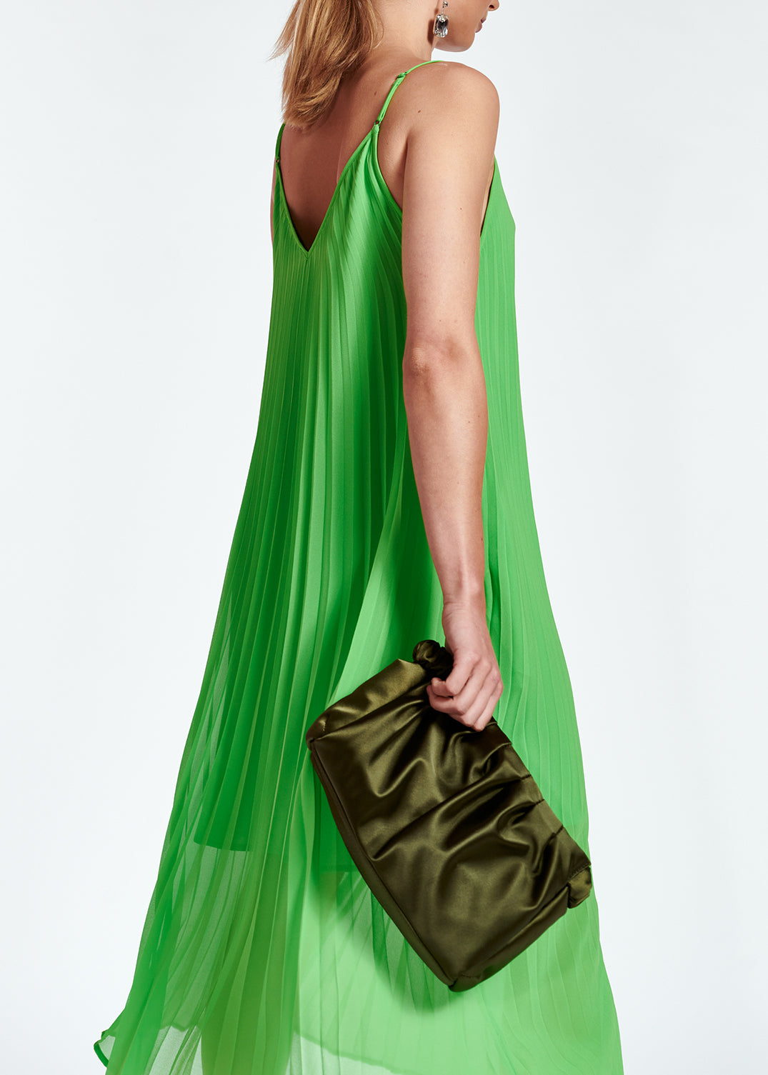 Bright green plissé midi-length dress RE—SSENTIEL | Essentiel second hand