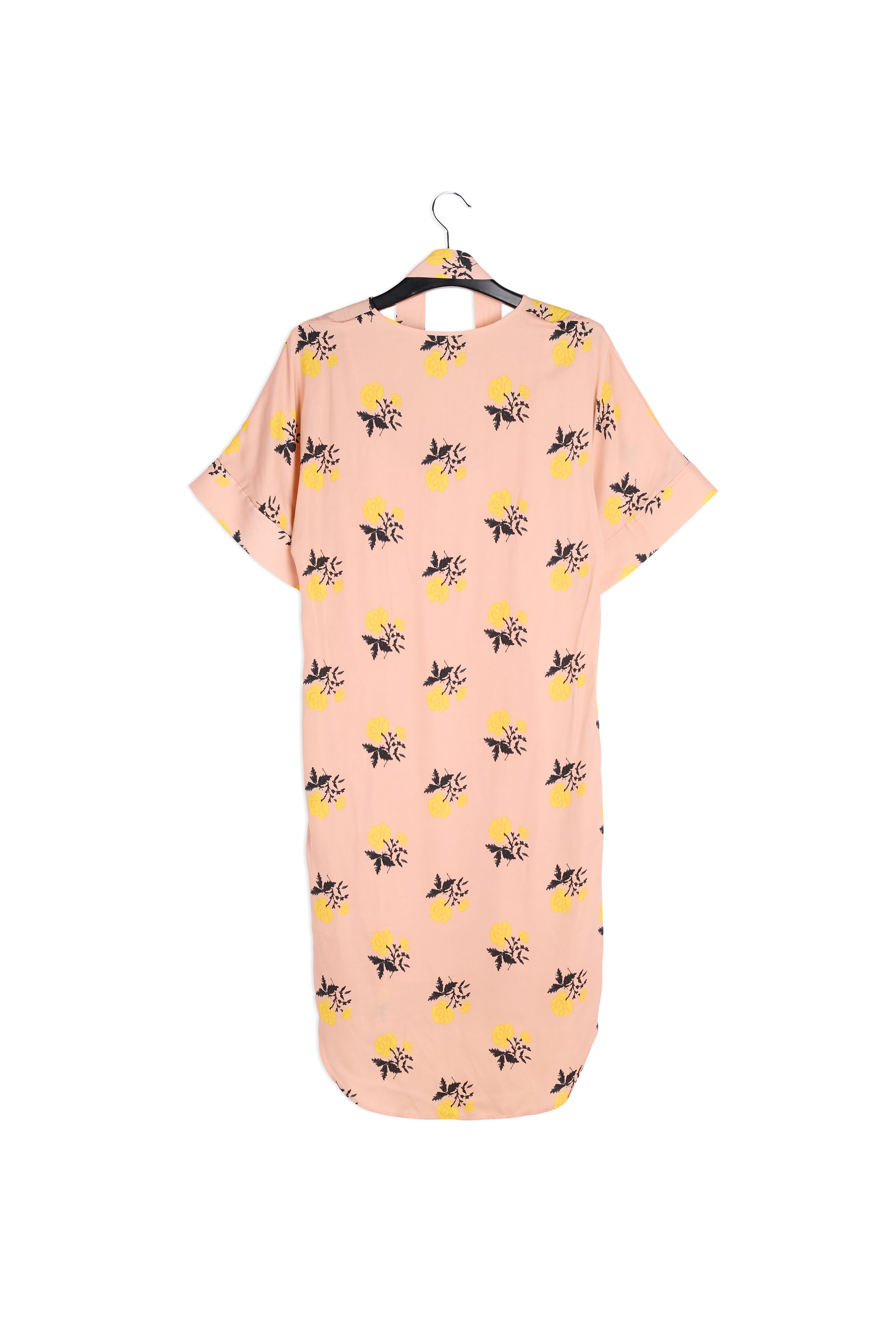 Peach floral print dress with curved hem RE—SSENTIEL | Essentiel second hand