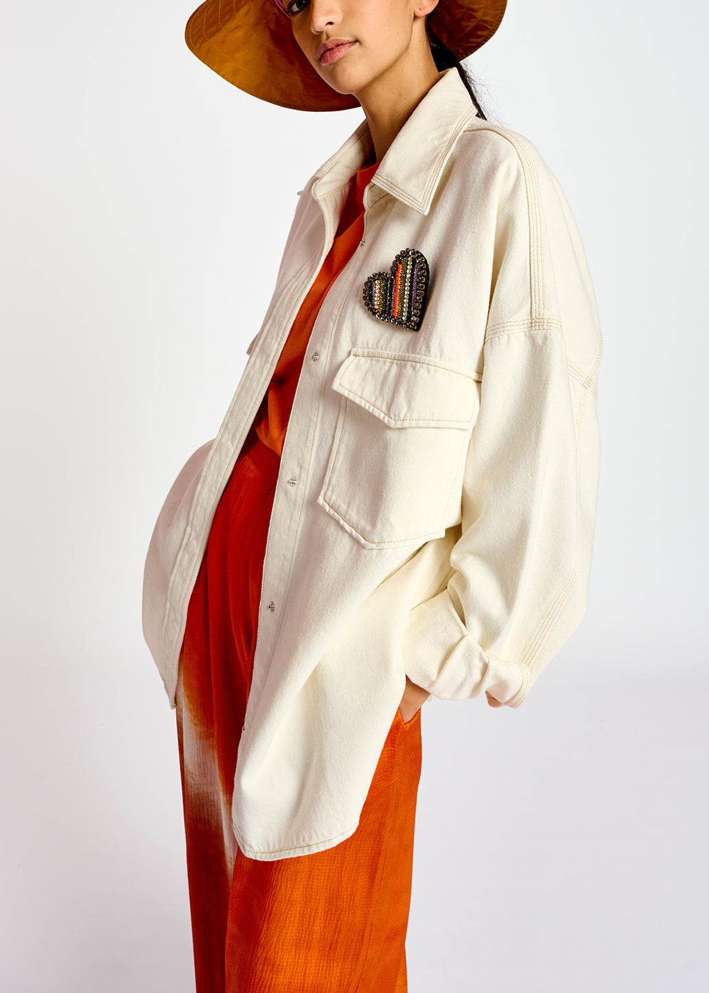 Surchemise oversize en coton denim écru RE—SSENTIEL | Essentiel second hand