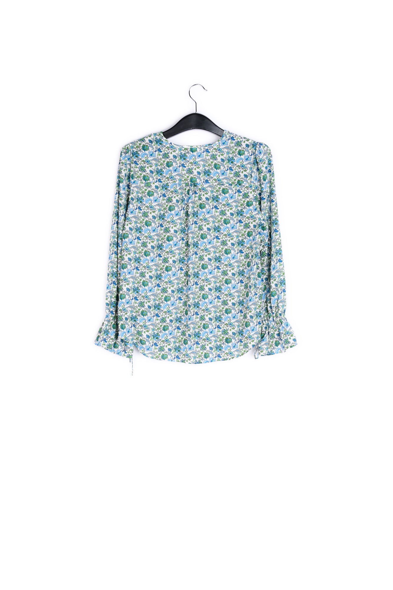 White top with blue floral print and rhinestones RE—SSENTIEL | Essentiel second hand