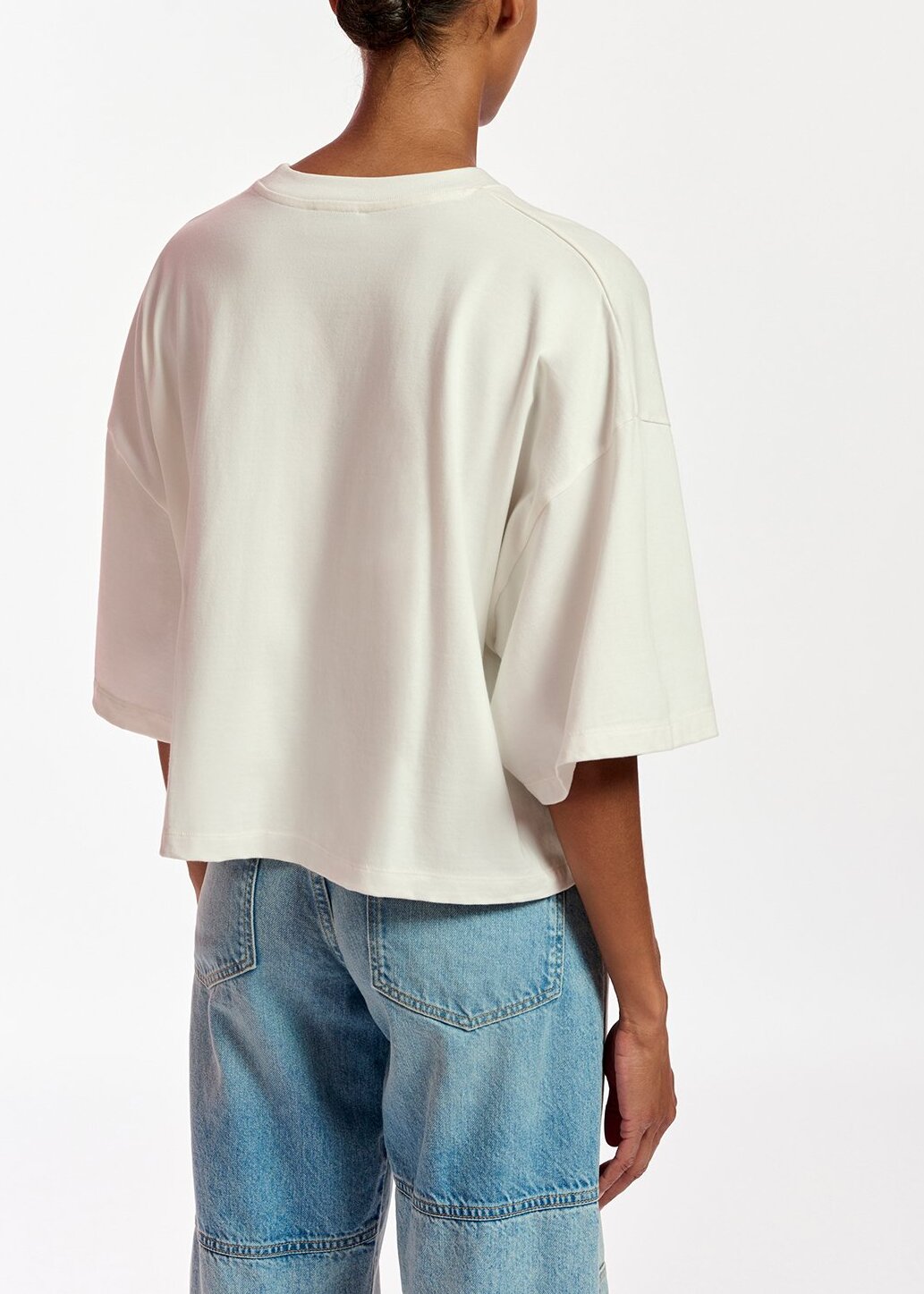 Off-white organic cotton T-shirt with hamburger embroidery RE—SSENTIEL | Essentiel second hand