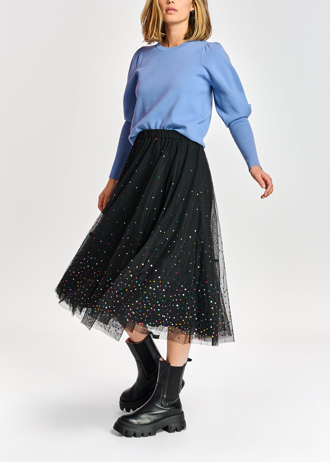 Pull bleu aux épaules bouffantes RE—SSENTIEL | Essentiel second hand