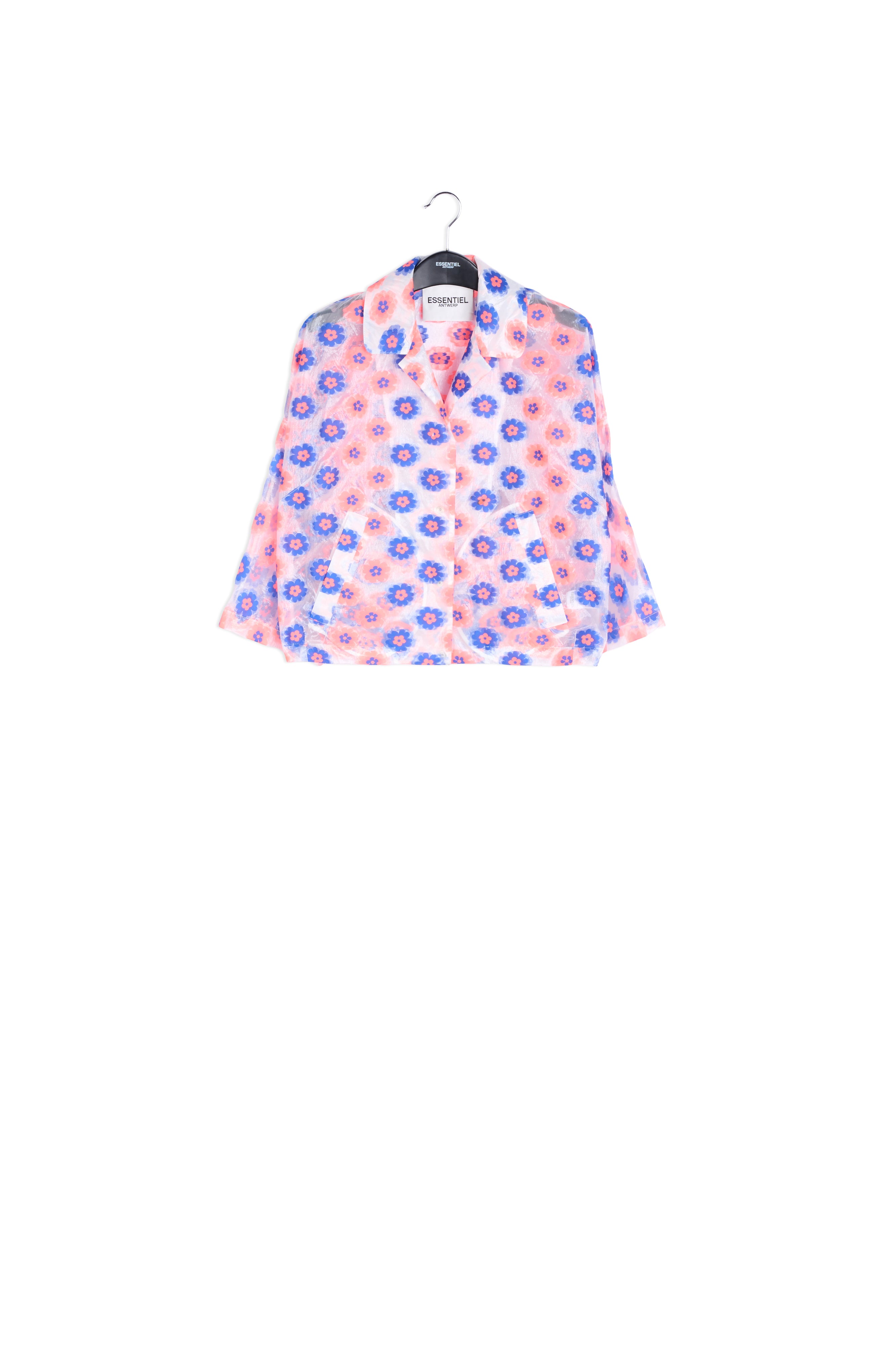 Veste transparente à fleurs rose fluo et bleu RE—SSENTIEL | Essentiel second hand