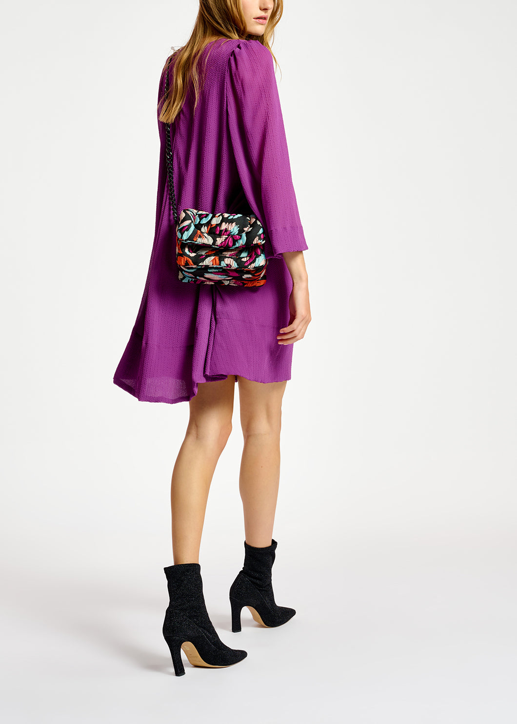 Purple mini dress with padded shoulders RE—SSENTIEL | Essentiel second hand