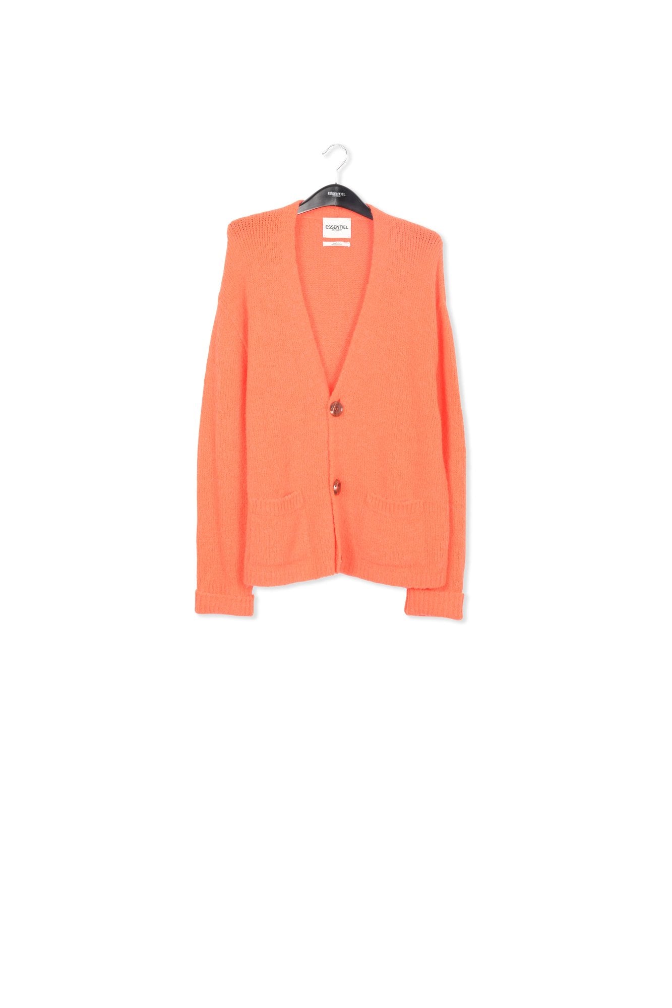 Neon orange chunky knit cardigan RE—SSENTIEL | Essentiel second hand