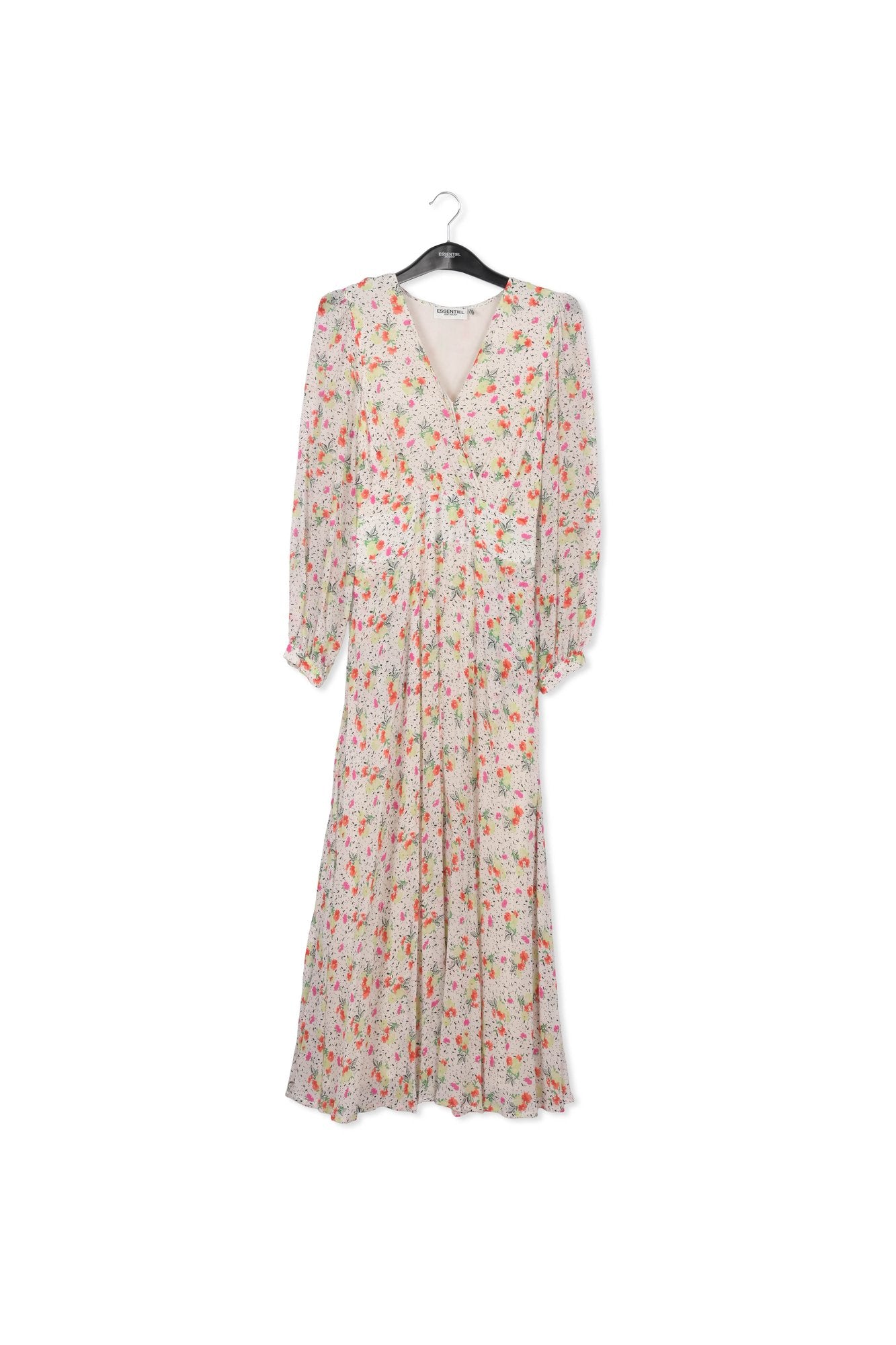 Off-white floral-print wrap maxi dress RE—SSENTIEL | Essentiel second hand