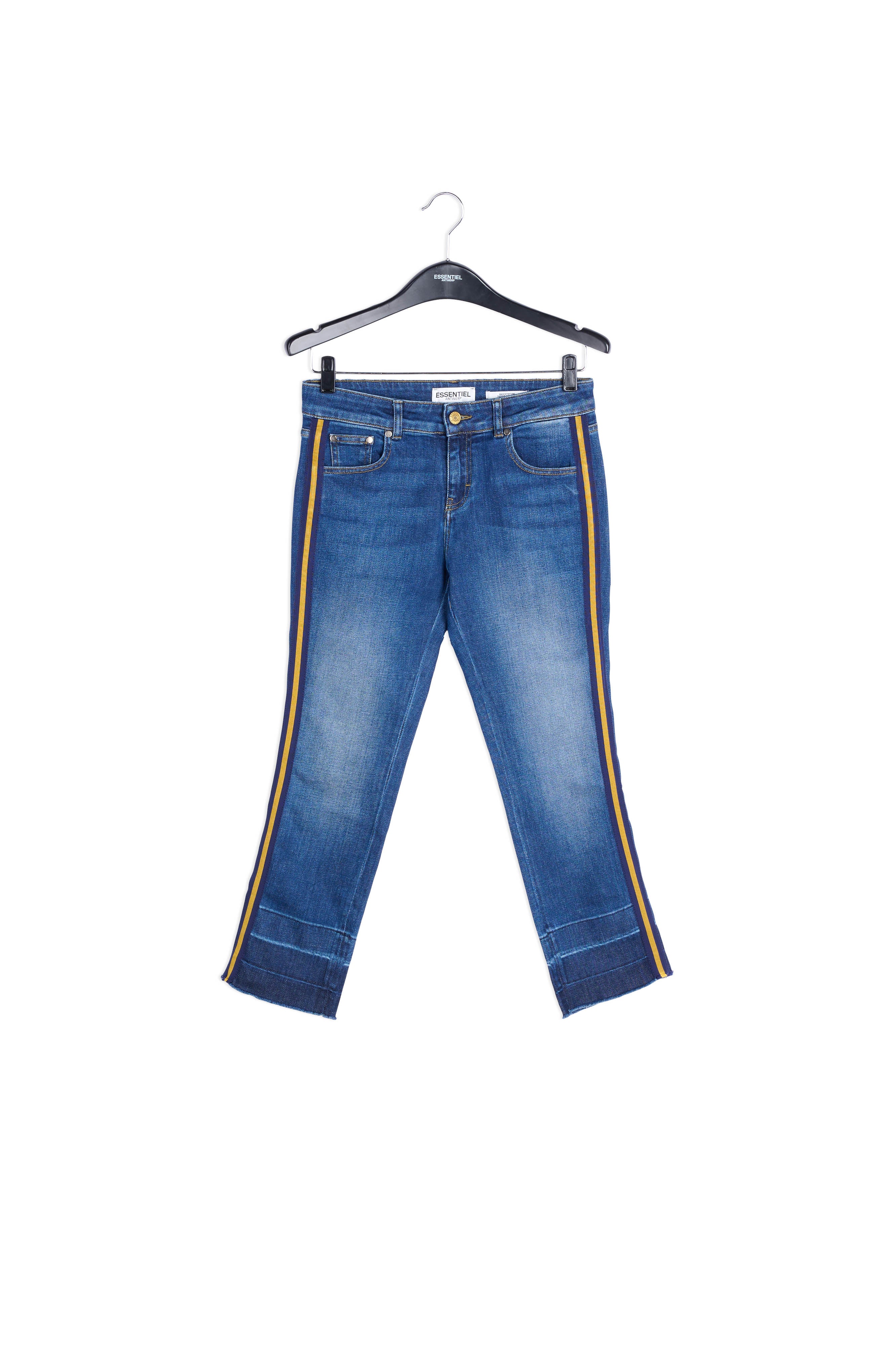 Blauwe slim jeans met gele zijstreep RE—SSENTIEL | Essentiel second hand