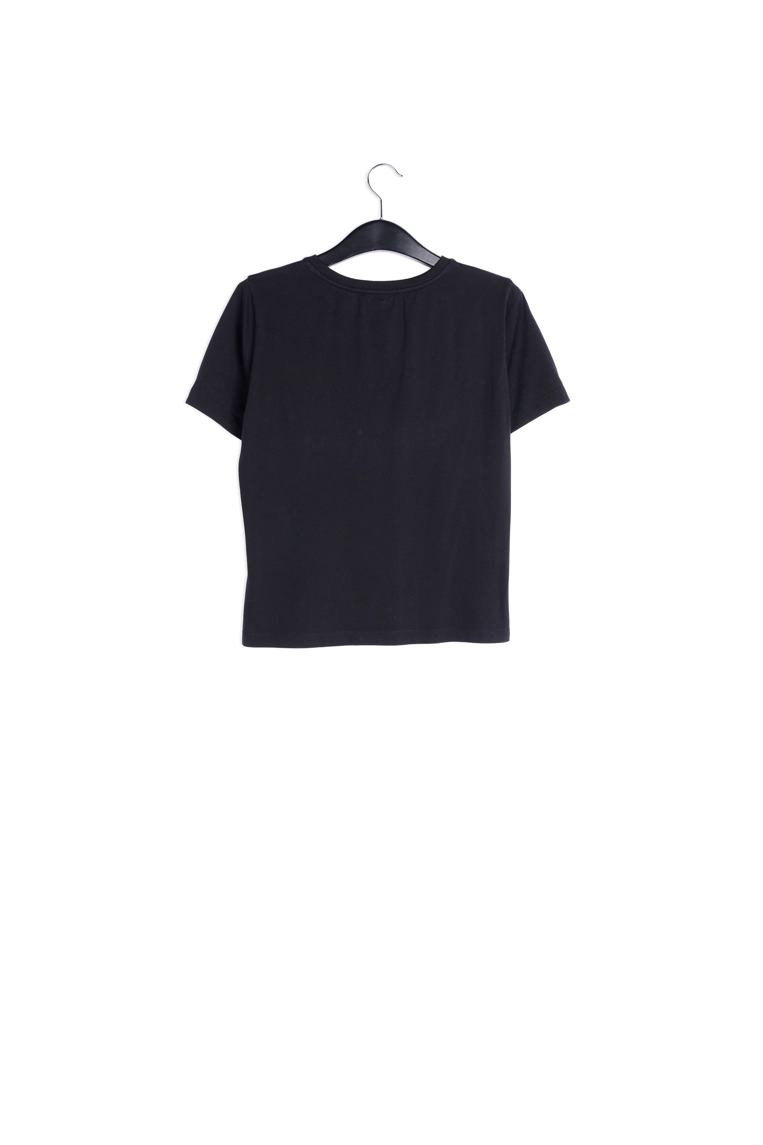 Black cotton t-shirt with dj booty leg print RE—SSENTIEL | Essentiel second hand