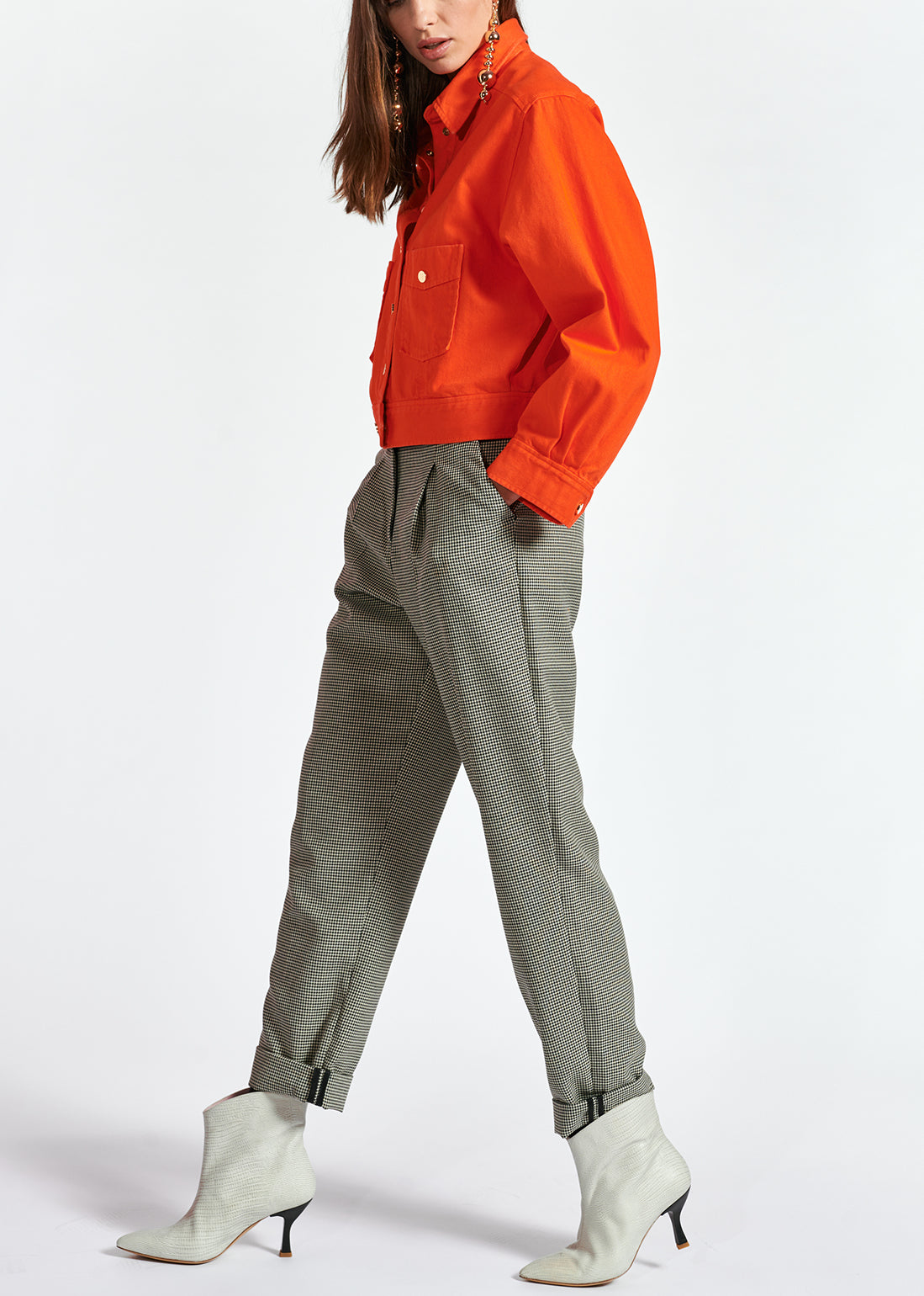 Loose-fit houndstooth high-waist pants RE—SSENTIEL | Essentiel second hand