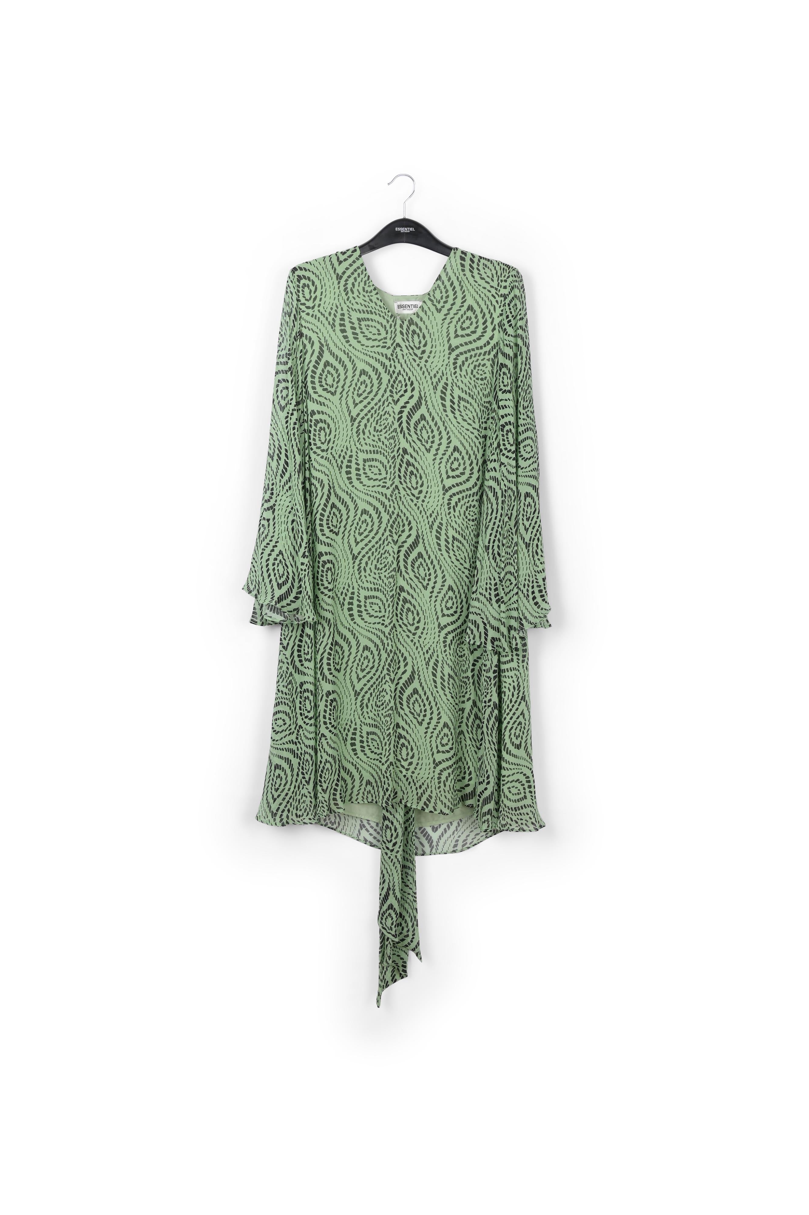 Mint green midi-length dress with geometric print RE—SSENTIEL | Essentiel second hand