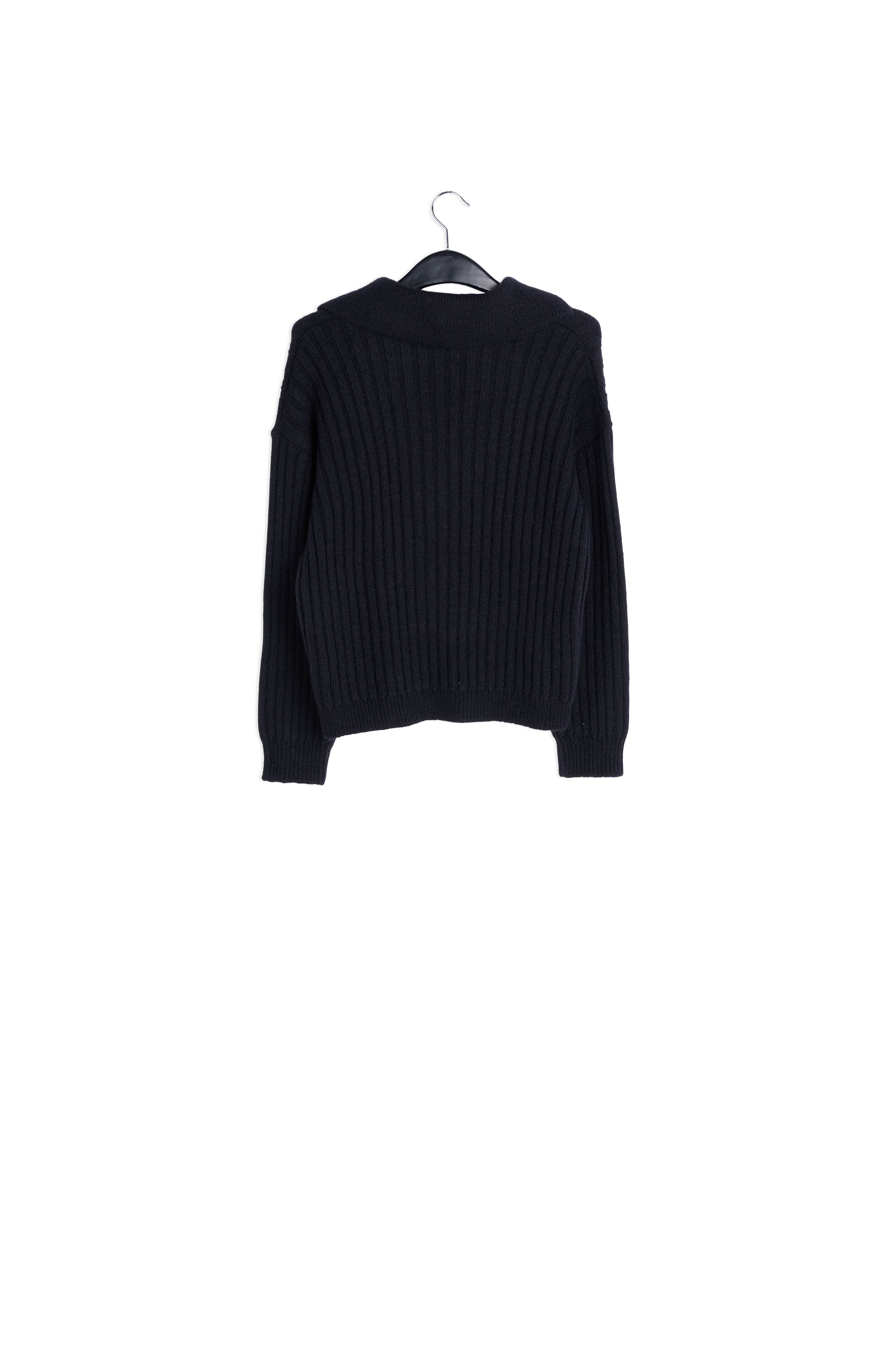 Black V-neck ribbed-knit sweater RE—SSENTIEL | Essentiel second hand