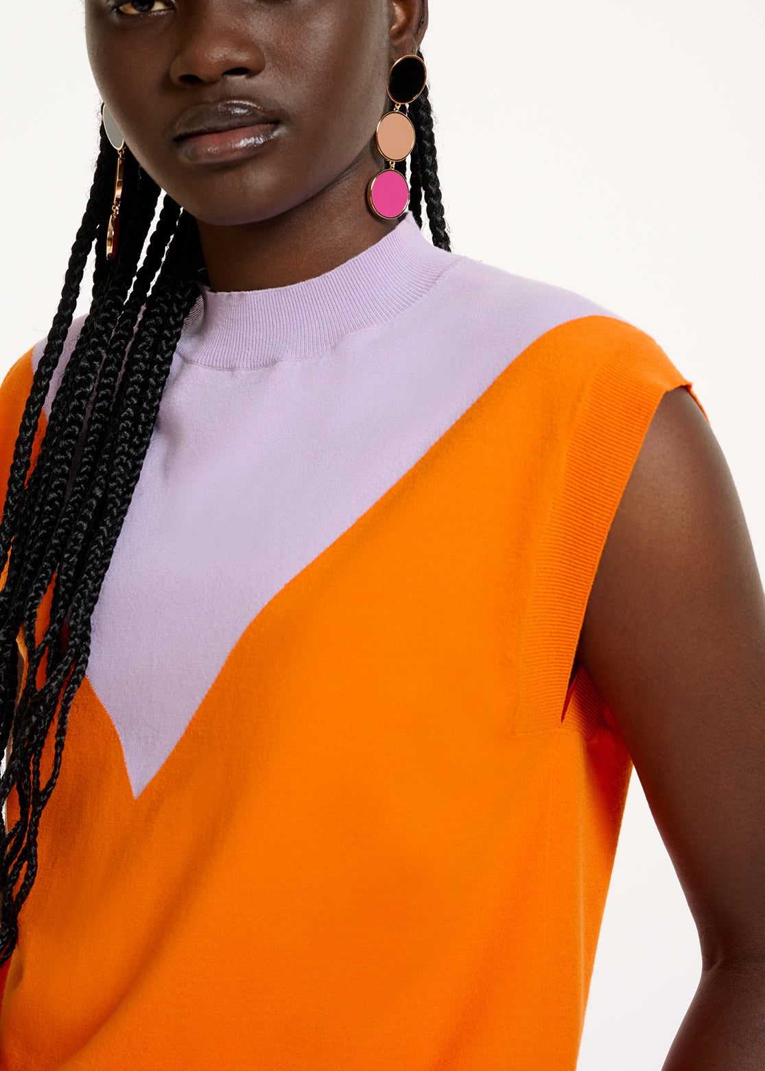 Orange and lilac knitted sleeveless top RE—SSENTIEL | Essentiel second hand