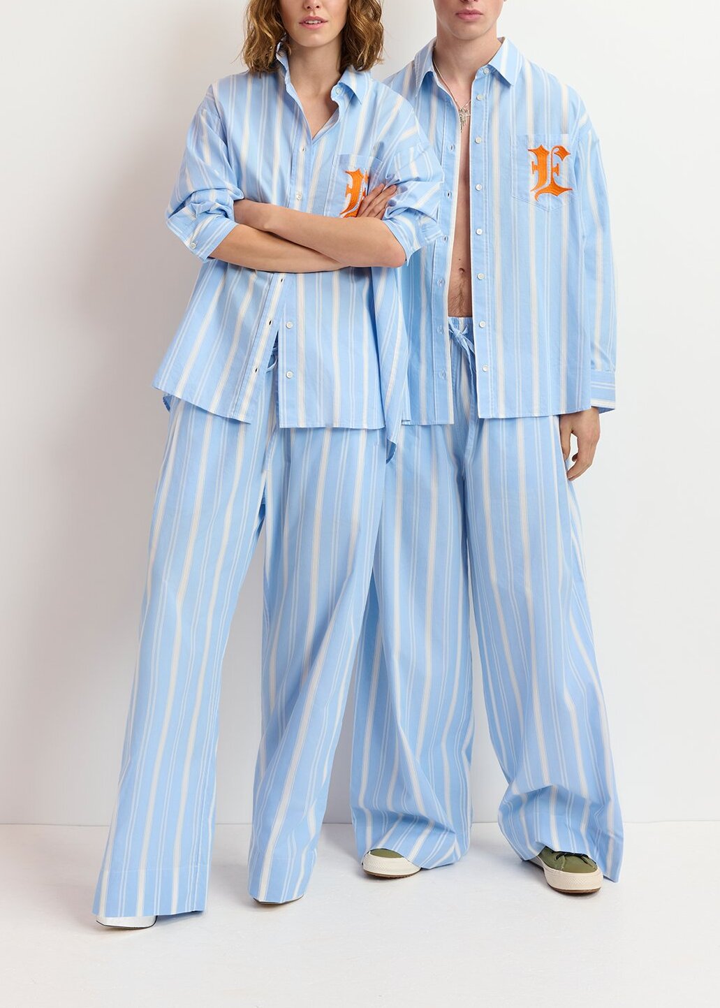 Blue and white striped cotton pants RE—SSENTIEL | Essentiel second hand