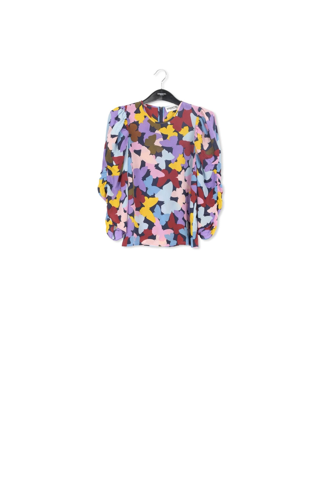 Dark blue silk butterfly print top RE—SSENTIEL | Essentiel second hand