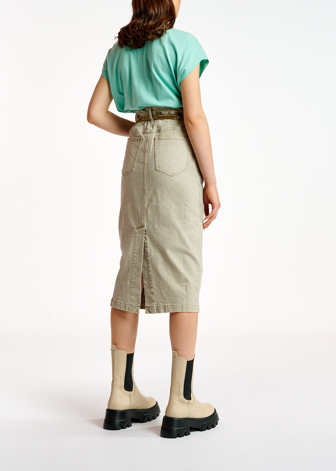 Beige denim pencil skirt RE—SSENTIEL | Essentiel second hand