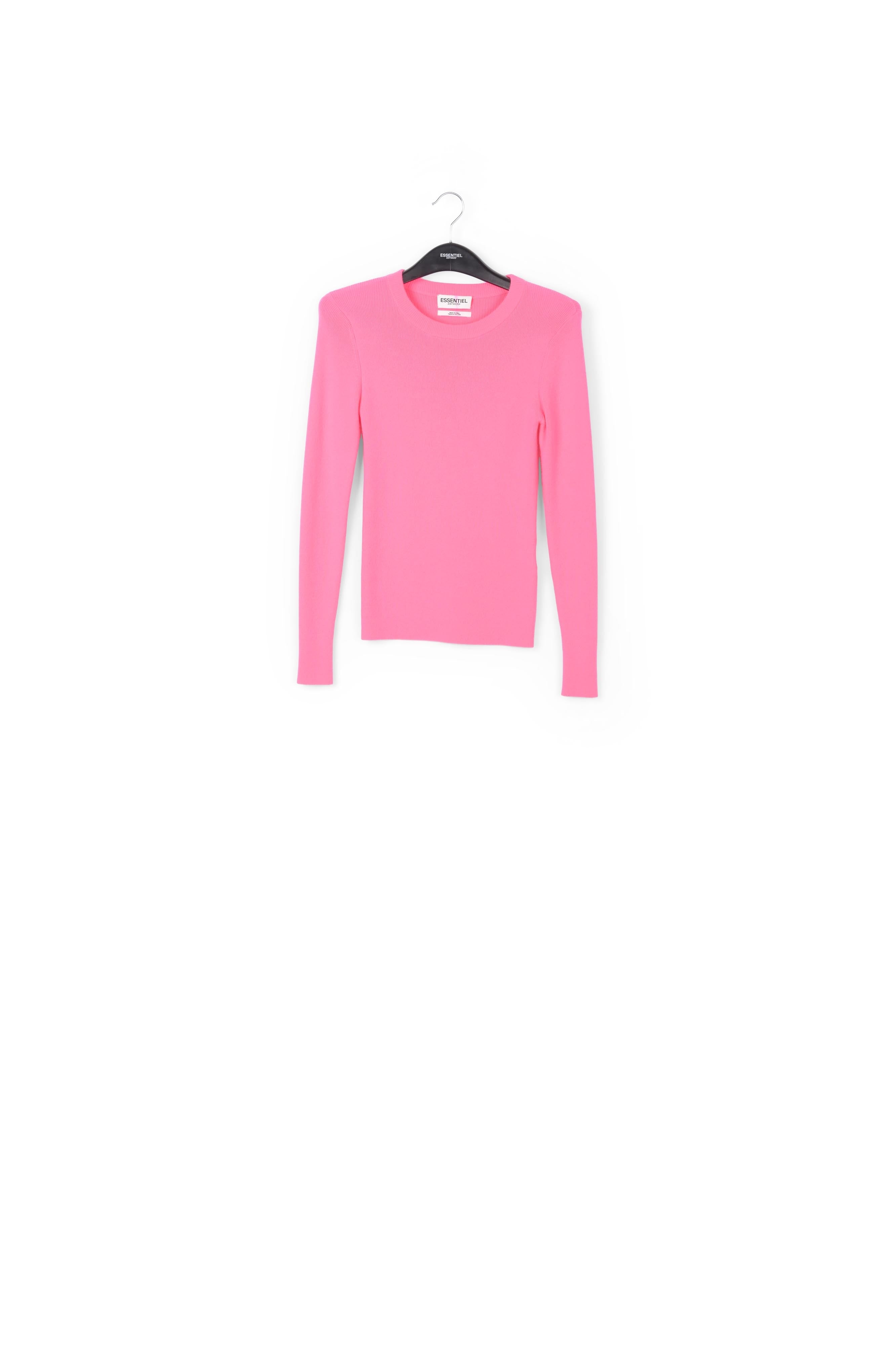 Pull rose néon en tricot côtelé RE—SSENTIEL | Essentiel second hand