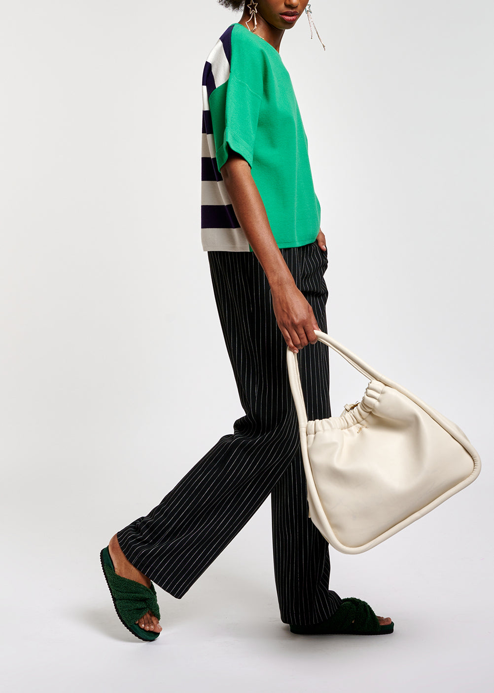 Black pinstripe wide-leg pants RE—SSENTIEL | Essentiel second hand