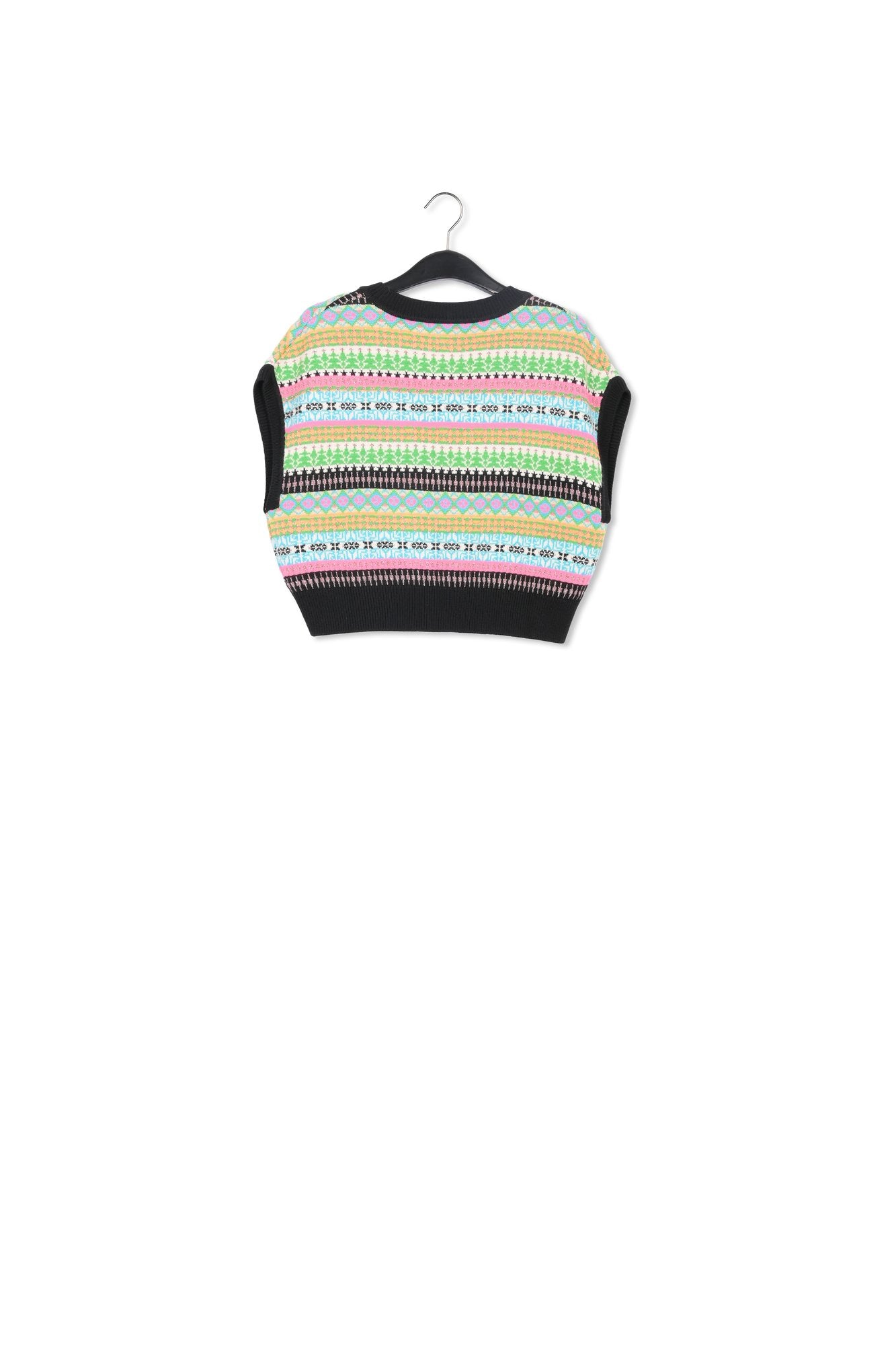 Multicolor jacquard-knit sleeveless sweater RE—SSENTIEL | Essentiel second hand