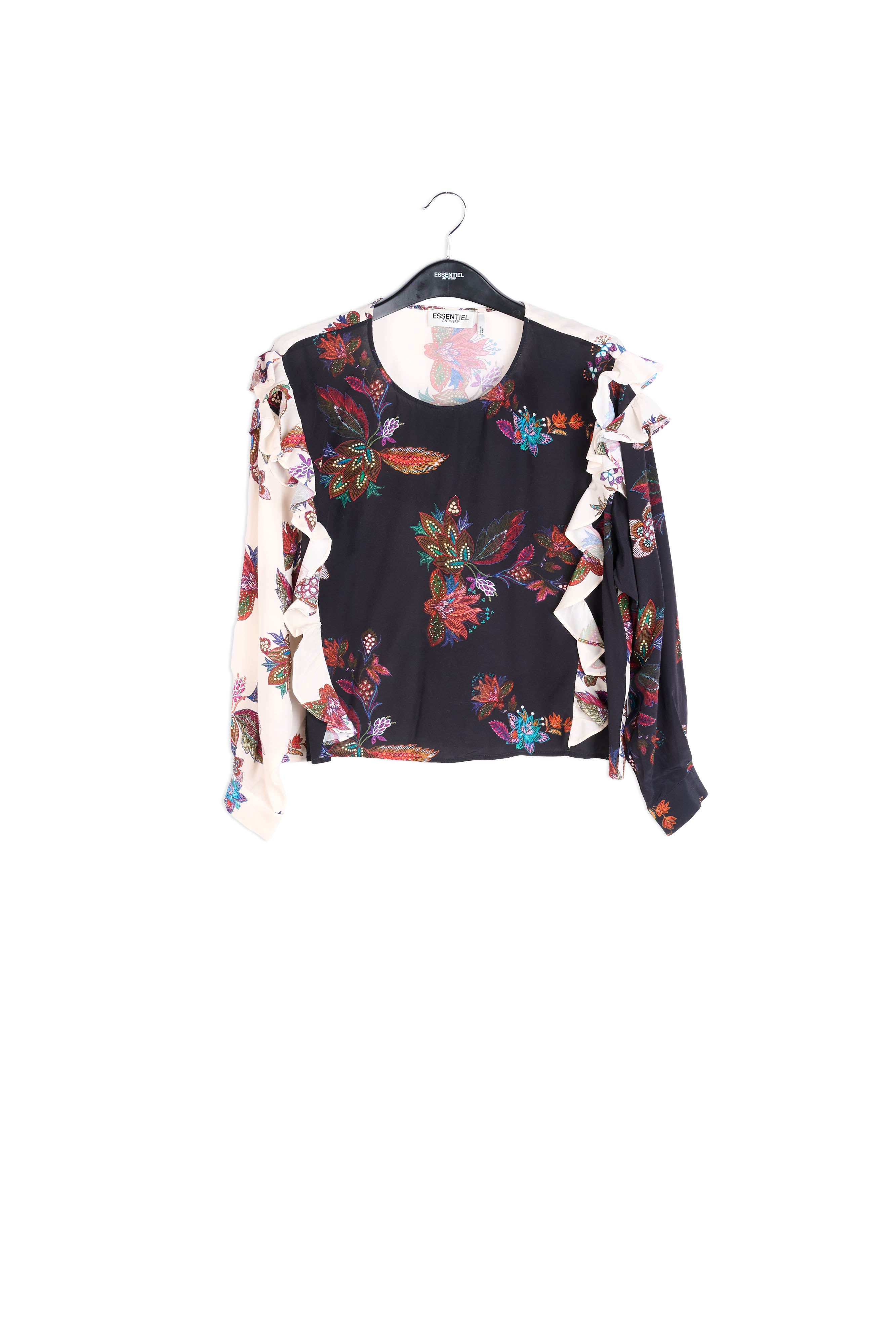 Black and white top with floral print RE—SSENTIEL | Essentiel second hand