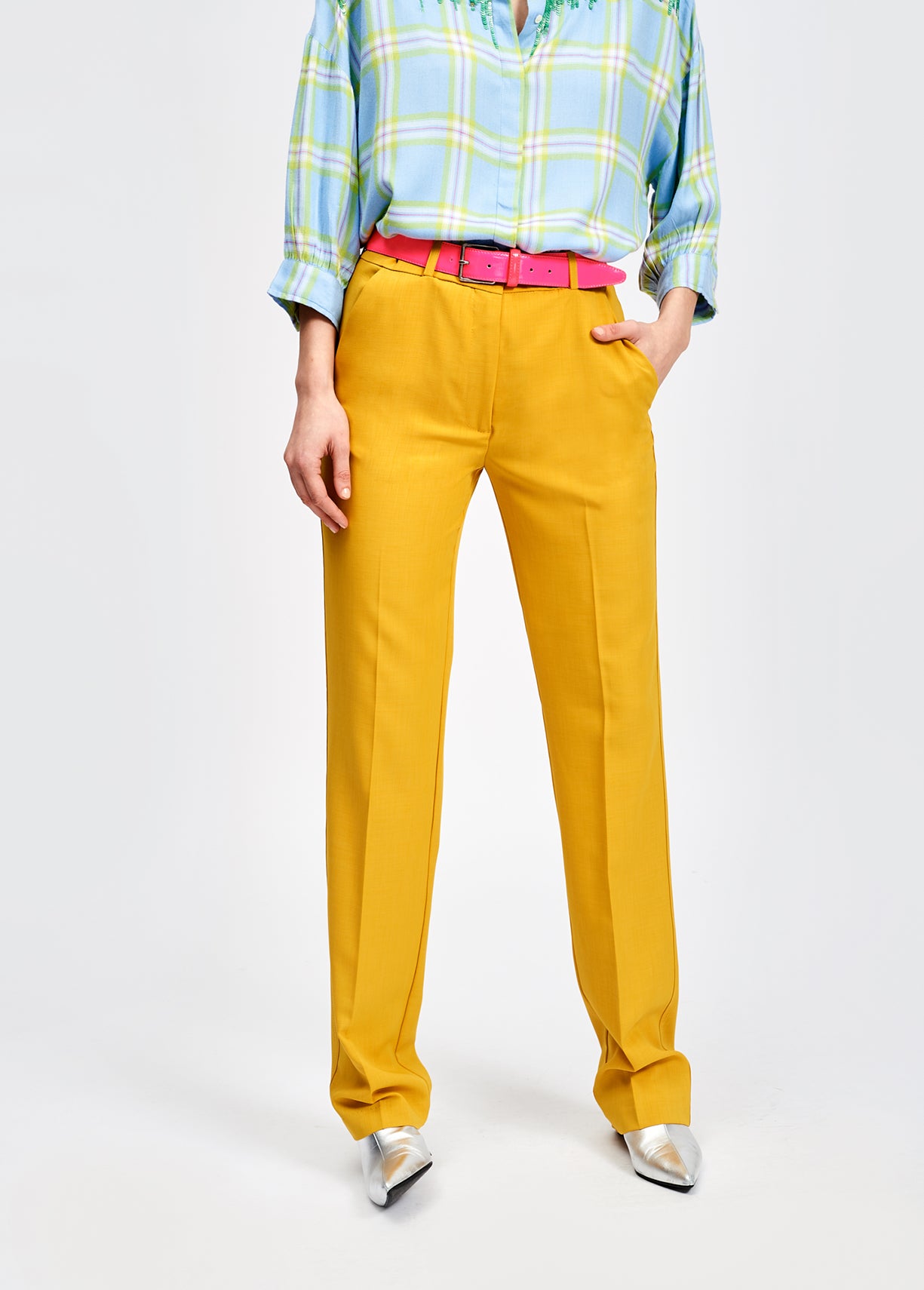 Yellow tailored trousers RE—SSENTIEL | Essentiel second hand