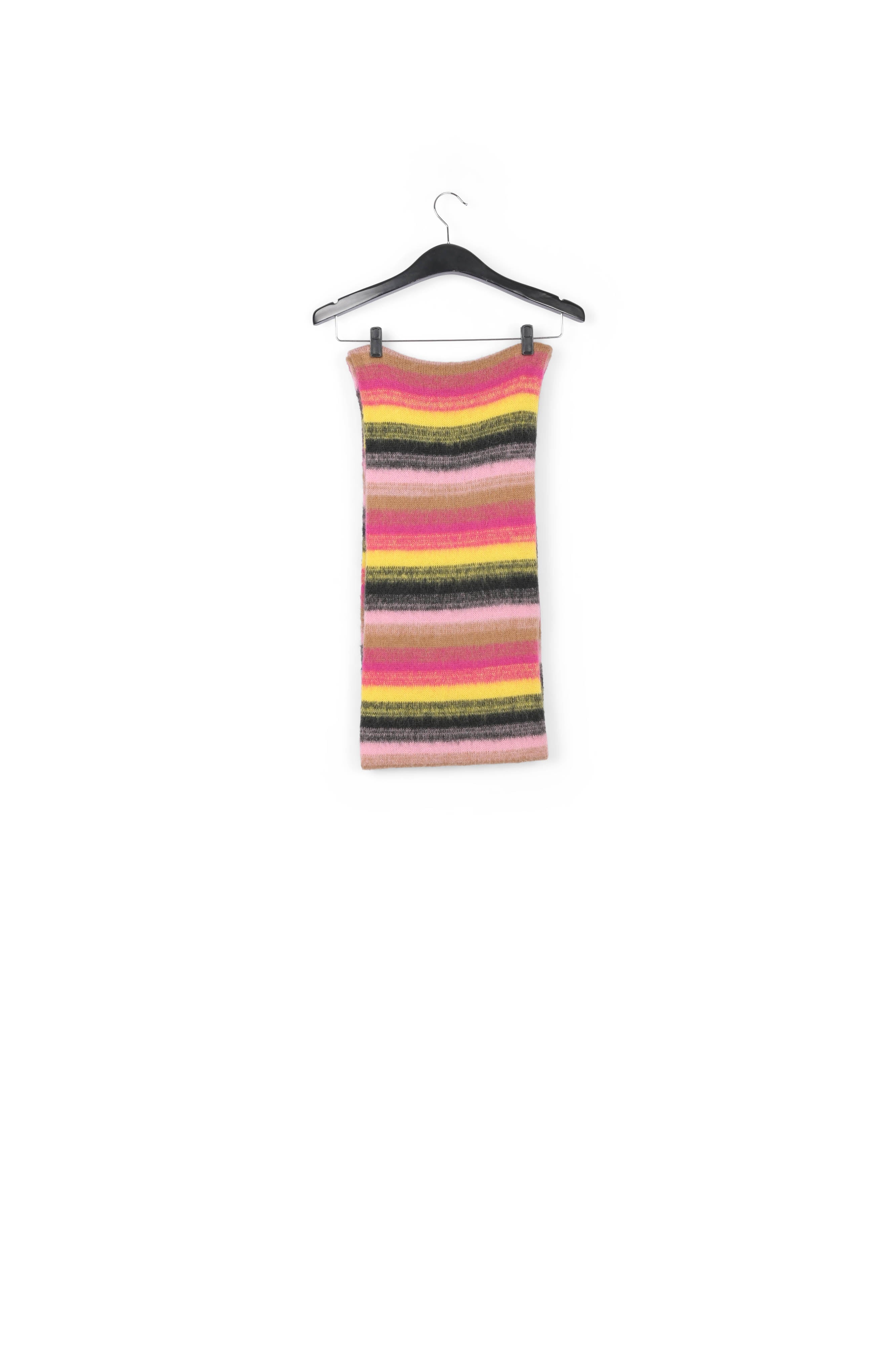 Yellow, pink and black striped scarf RE—SSENTIEL | Essentiel second hand