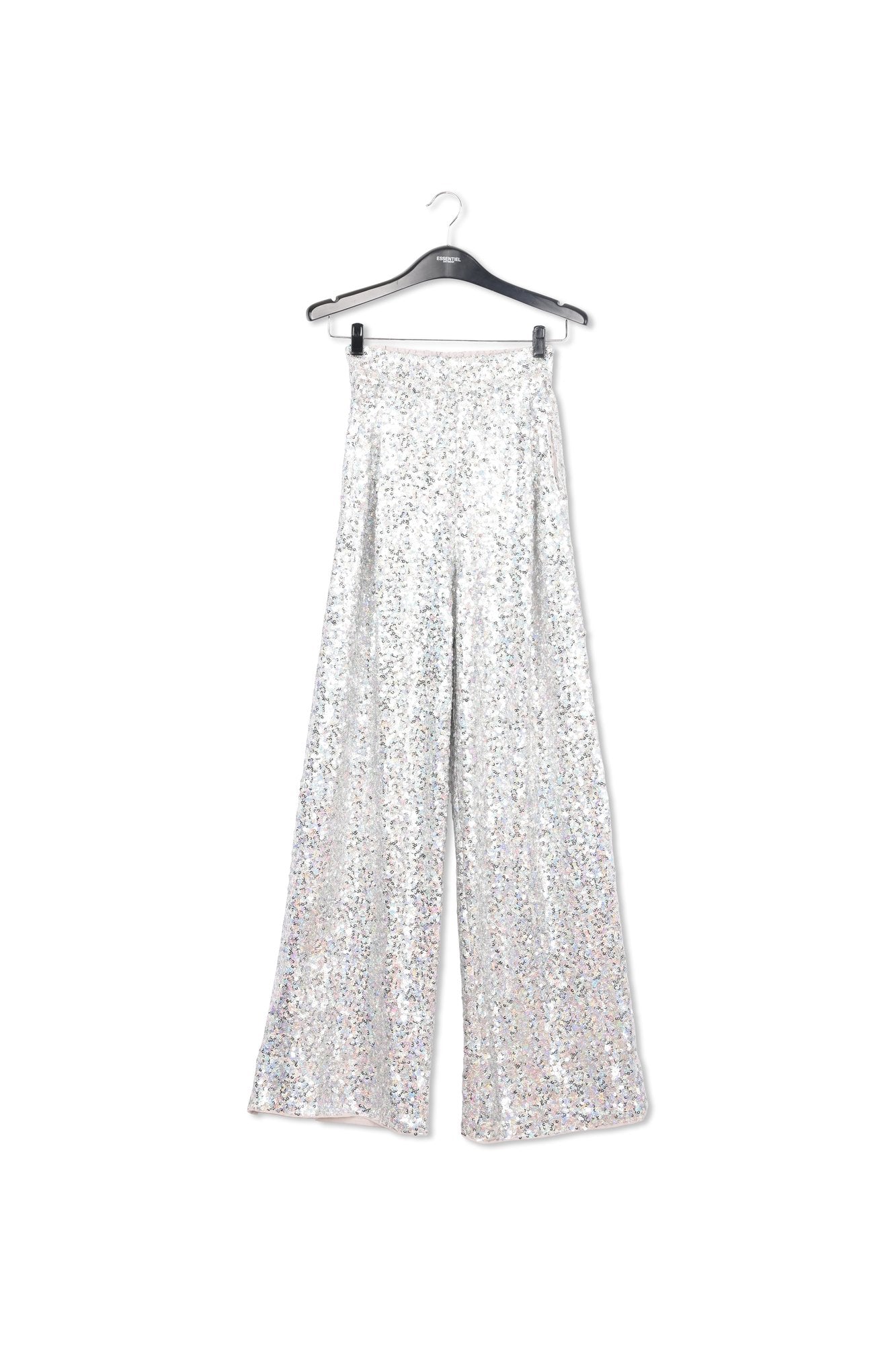Silver sequin-embellished wide-leg pants RE—SSENTIEL | Essentiel second hand