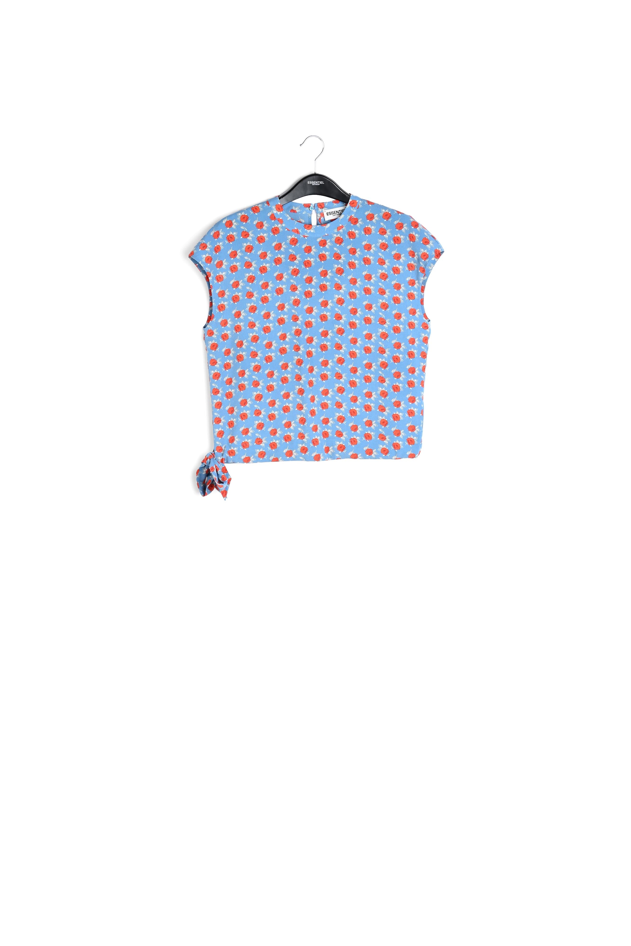 Lichtblauwe top met bloemenprint RE—SSENTIEL | Essentiel second hand