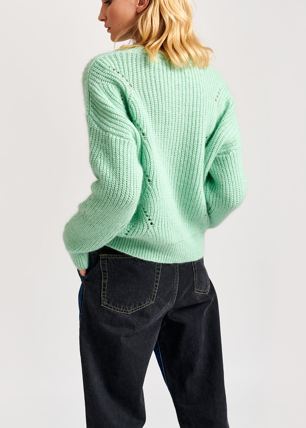 Mint green ribbed mohair-blend sweater RE—SSENTIEL | Essentiel second hand