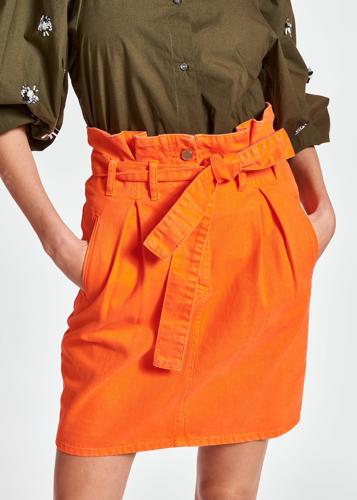 Orange high-waisted mini skirt RE—SSENTIEL | Essentiel second hand