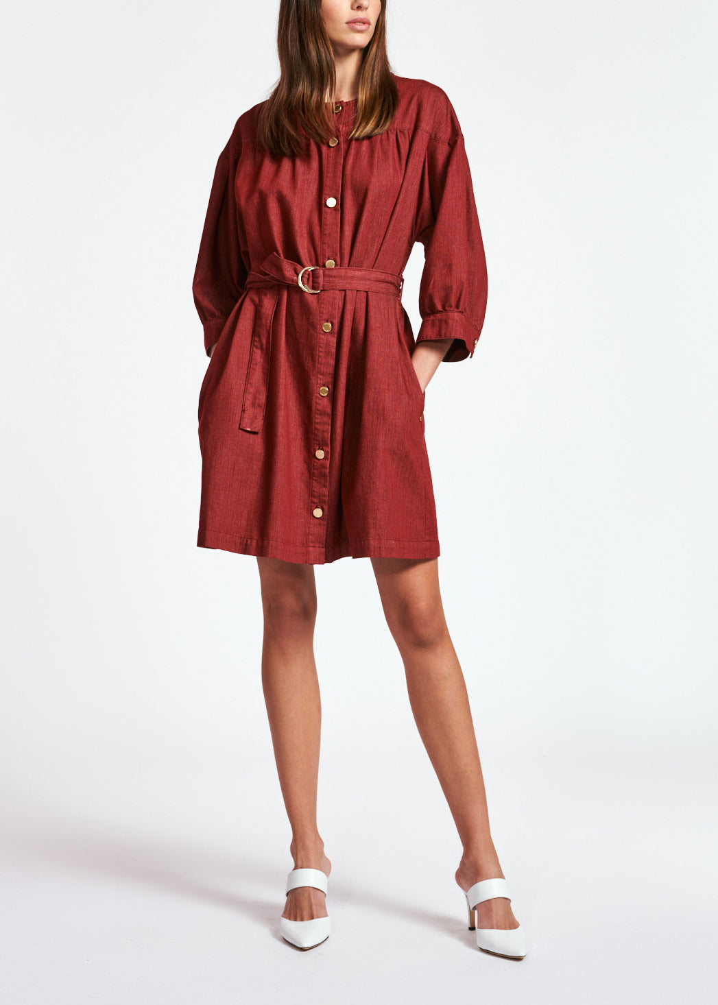 Mini robe jean bordeaux RE—SSENTIEL | Essentiel second hand