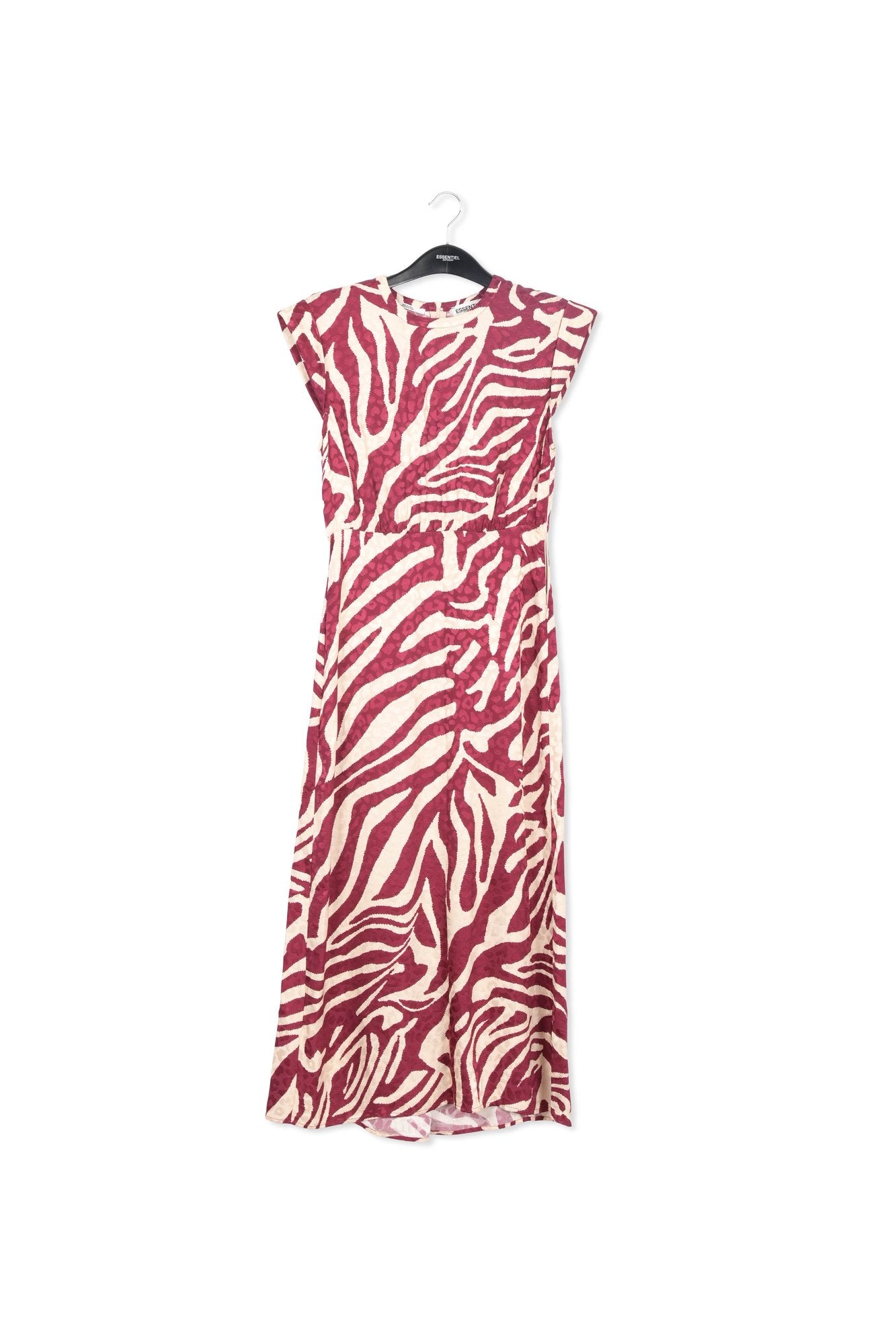 Burgundy and ecru zebra-print midi dress RE—SSENTIEL | Essentiel second hand