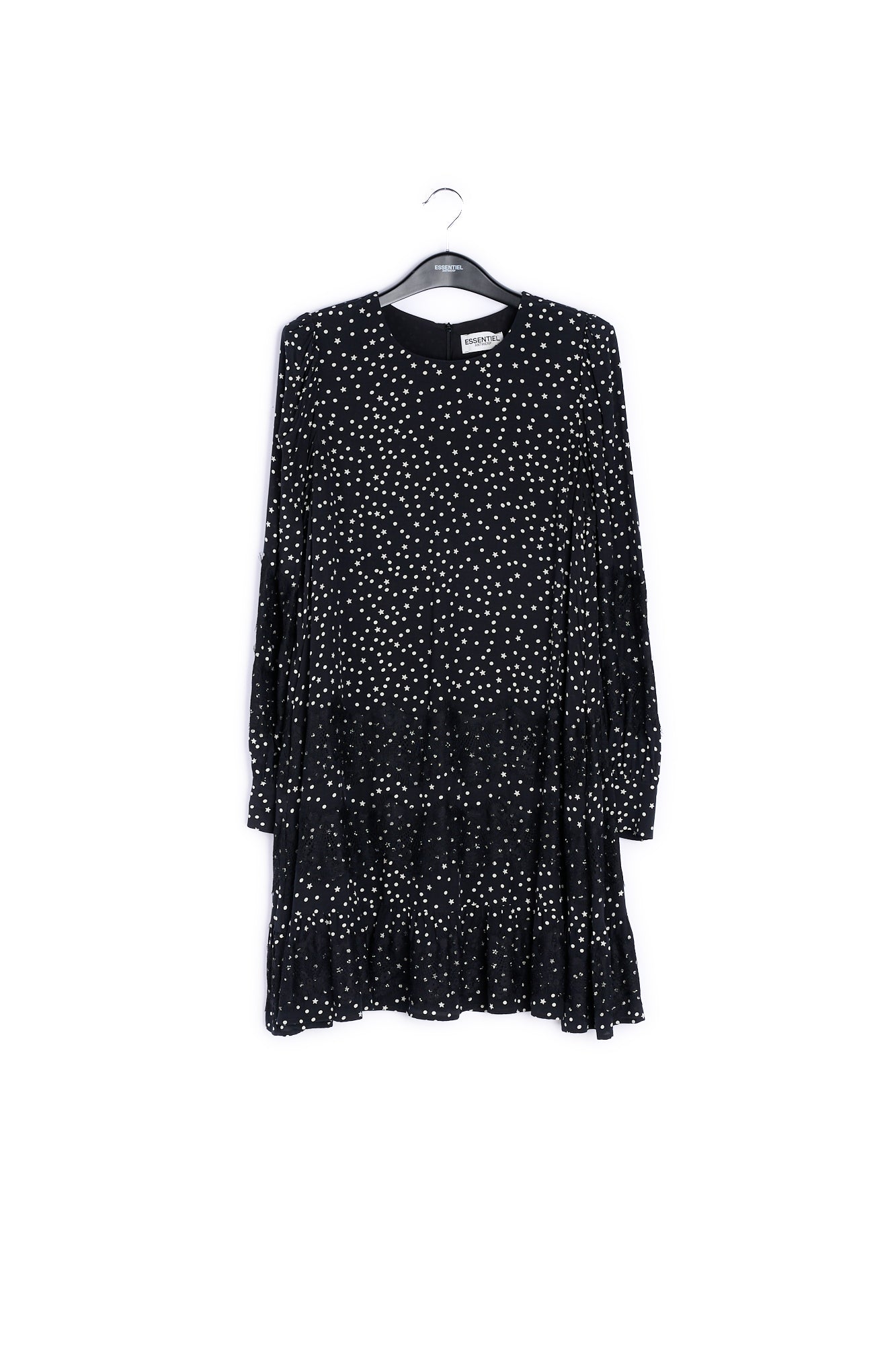 Black lace-trimmed mini dress RE—SSENTIEL | Essentiel second hand