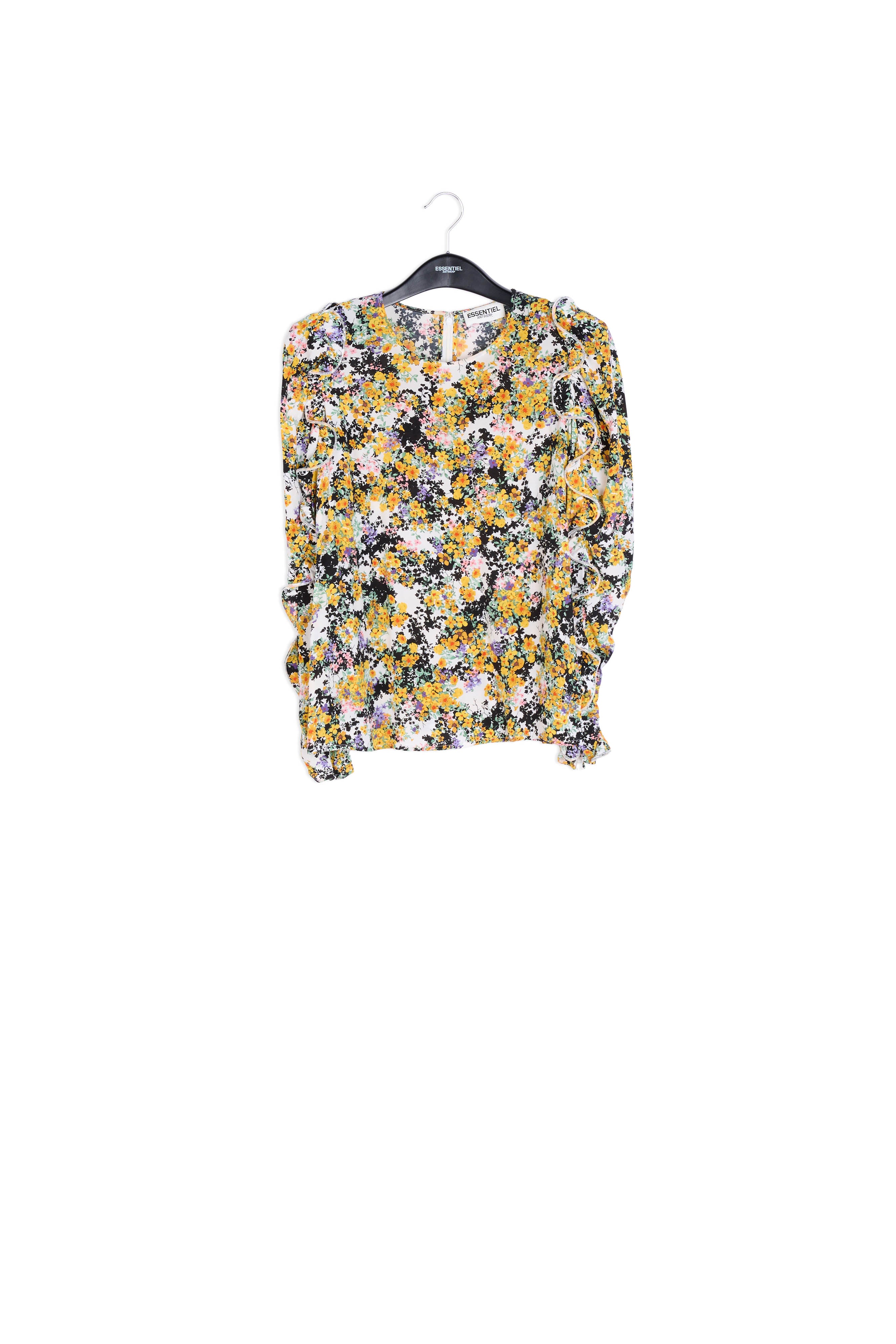 Gebroken witte bloementop met ruches RE—SSENTIEL | Essentiel second hand